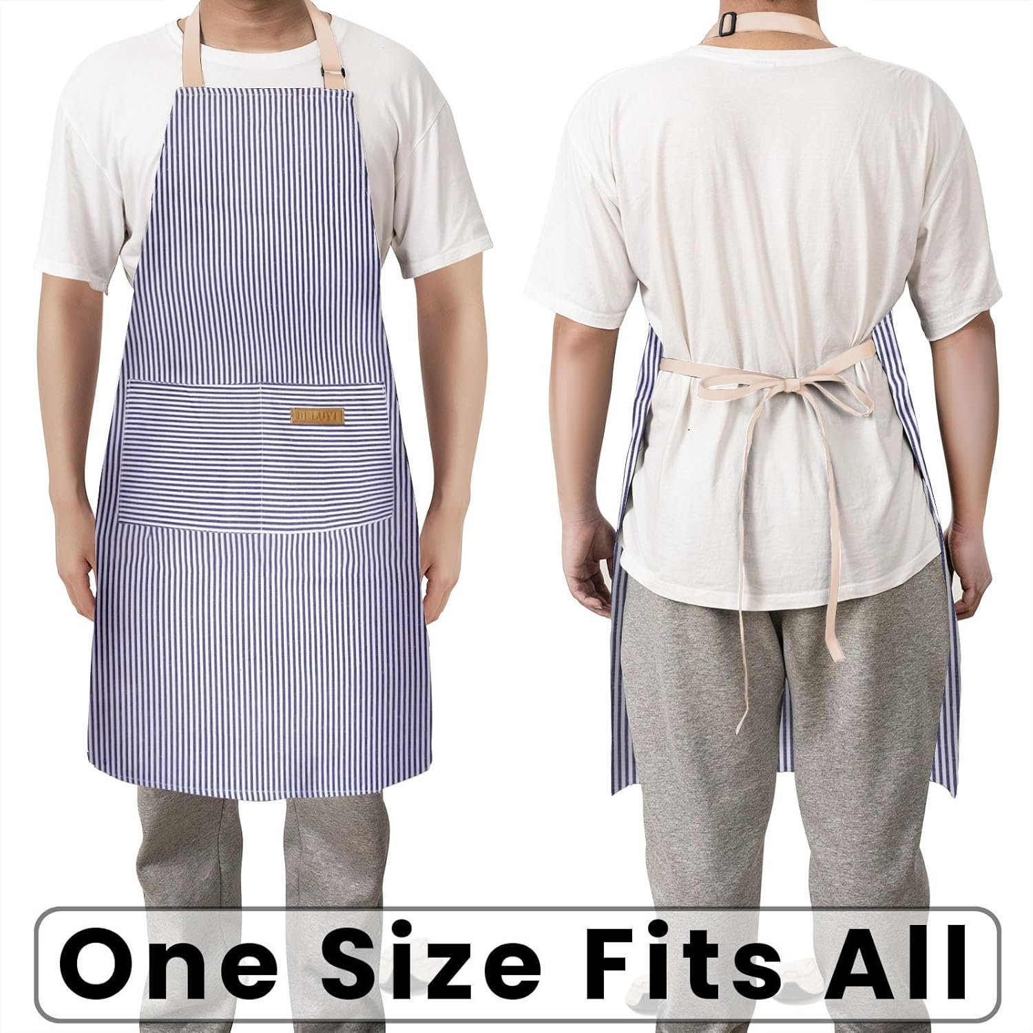 BeLuyi 2 Pack Adjustable Bib Apron with 2 Pockets Chef Cooking Kitchen Restaurant Aprons for Women Men - Image 5