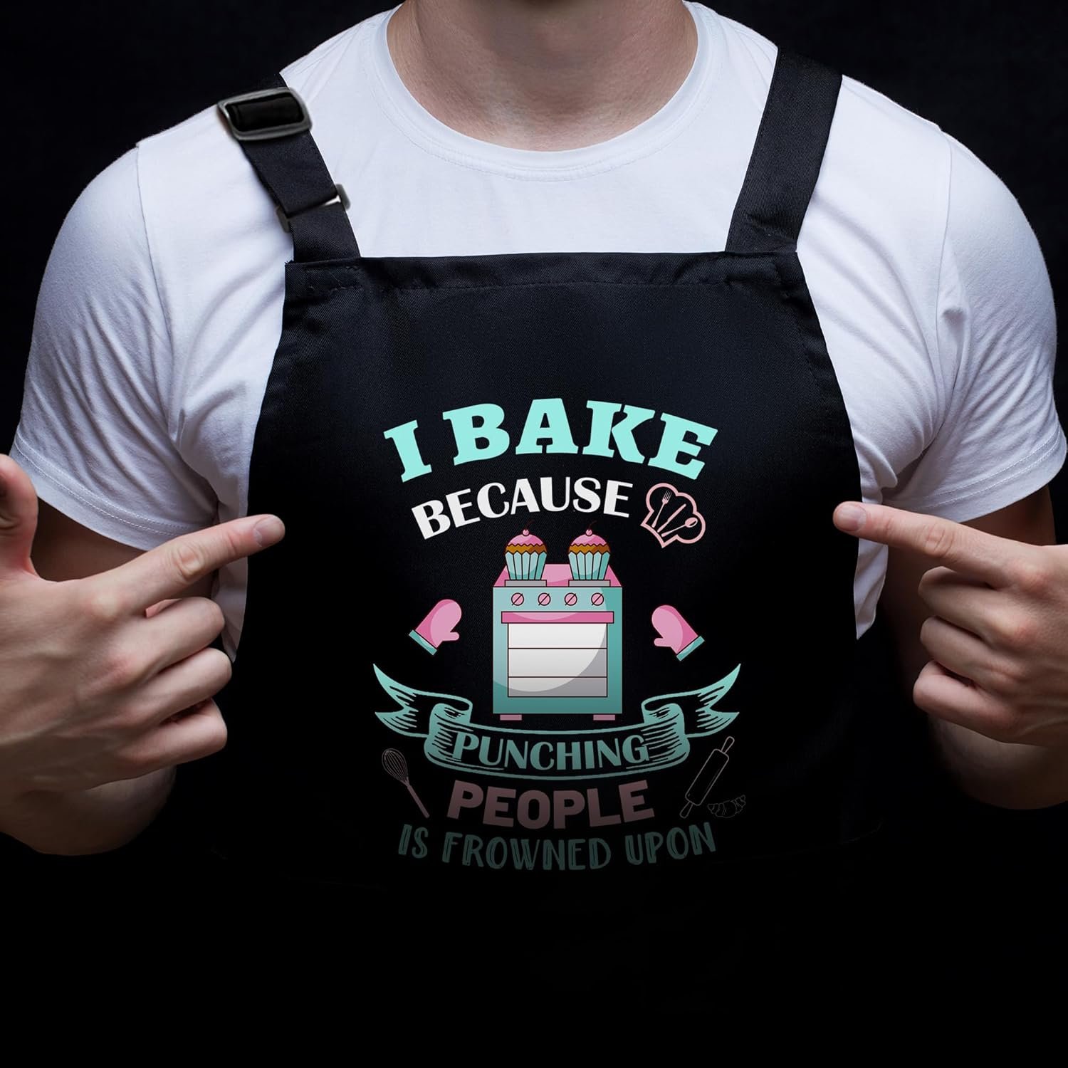 Funny Baking Apron for Women - Cute Cooking Aprons for Adults with 2 Pockets, Baking Supplies &Essentials for Home Bakers, Kitchen Apron Gifts for Mother's Day Birthday Christmas - Image 3