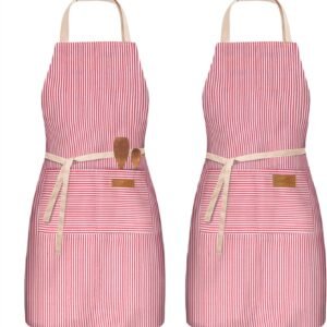 BeLuyi 2 Pack Adjustable Bib Apron with 2 Pockets Chef Cooking Kitchen Restaurant Aprons for Women Men