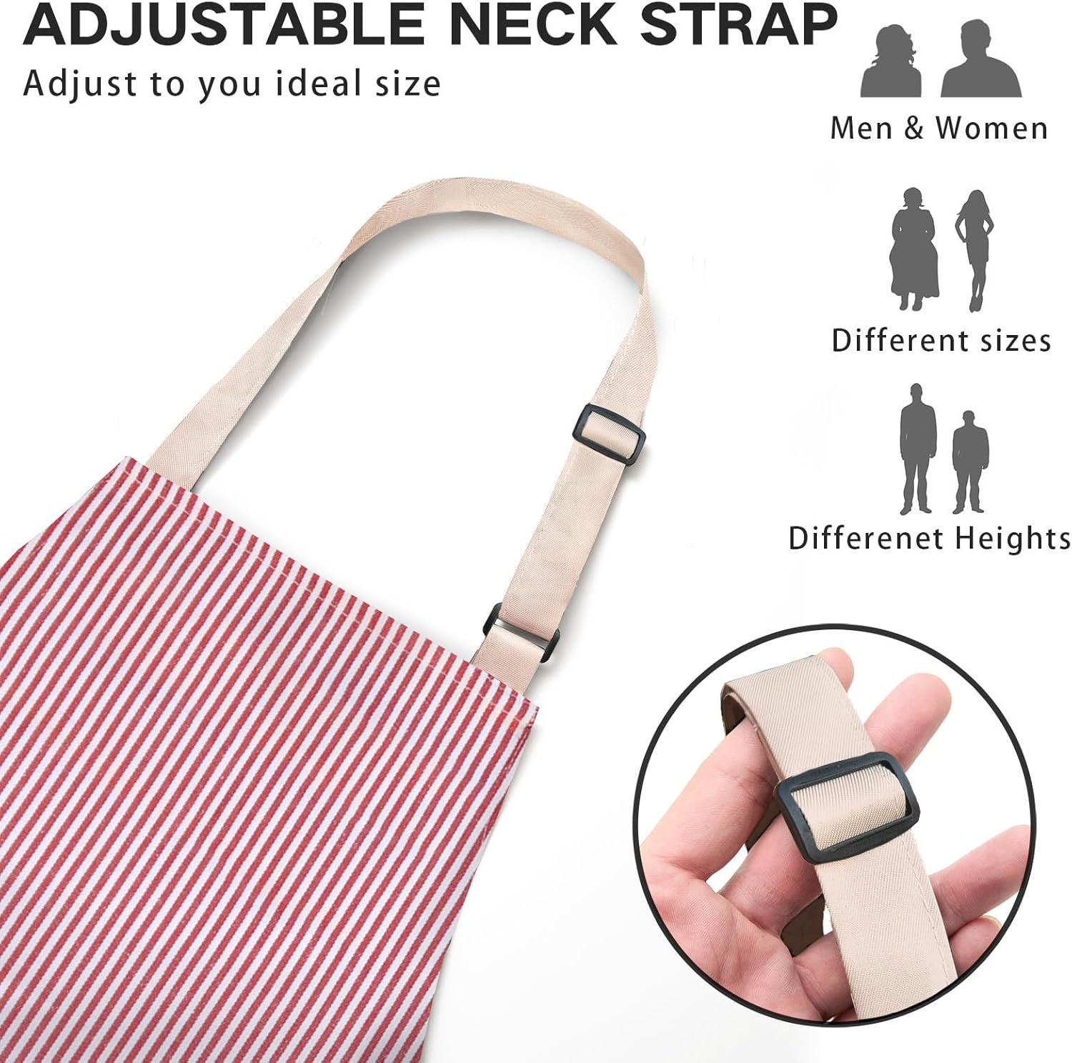 BeLuyi 2 Pack Adjustable Bib Apron with 2 Pockets Chef Cooking Kitchen Restaurant Aprons for Women Men - Image 2