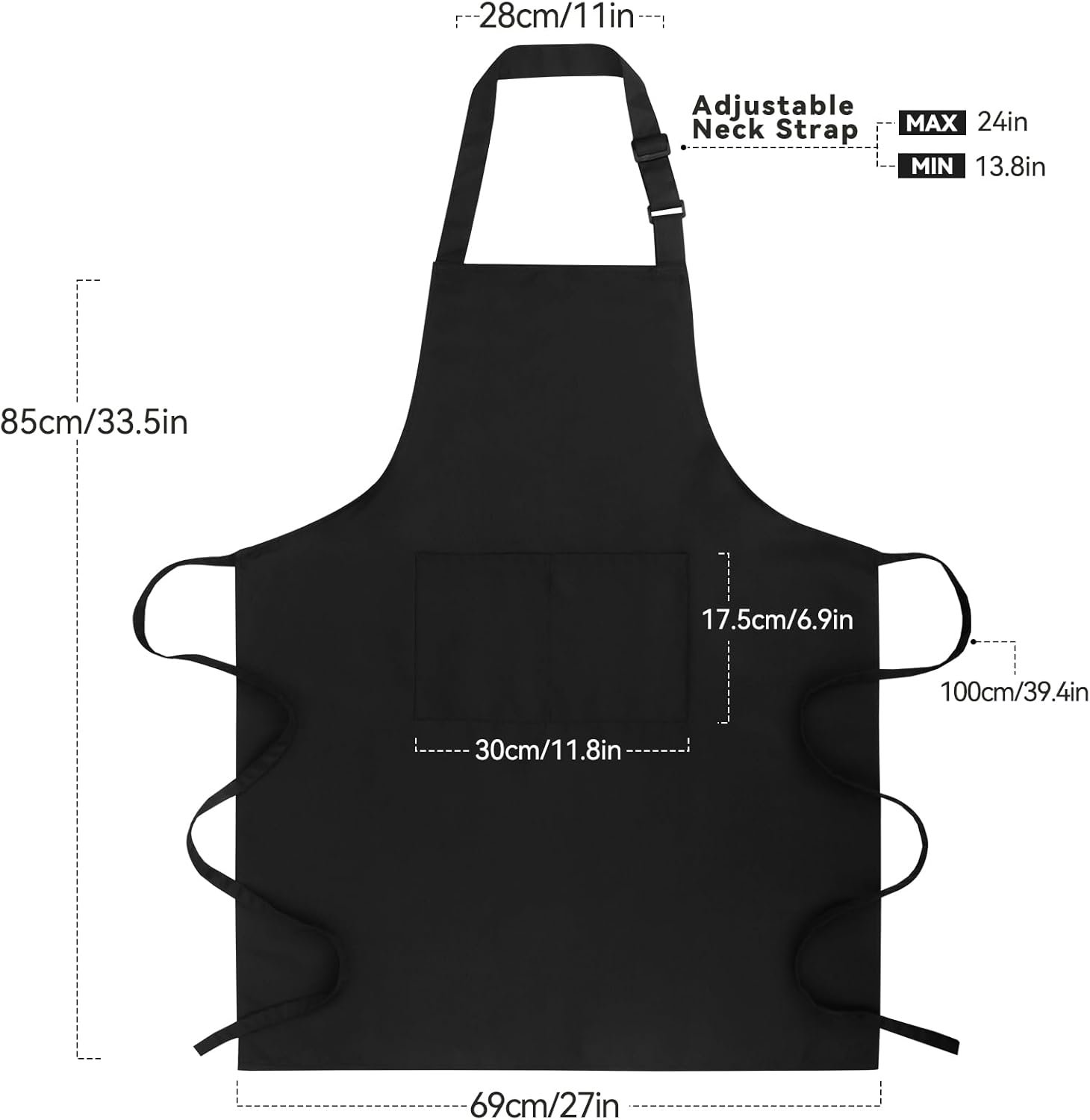 Large Chef Apron for Men and Women, Cooking Kitchen Aprons with 2 Large Pockets Water Oil Resistant - Image 3