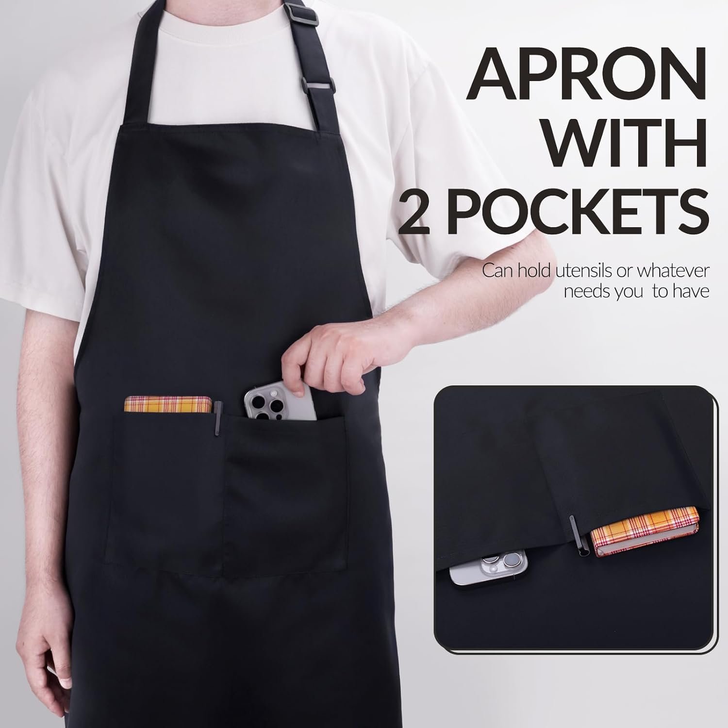 Large Chef Apron for Men and Women, Cooking Kitchen Aprons with 2 Large Pockets Water Oil Resistant - Image 5