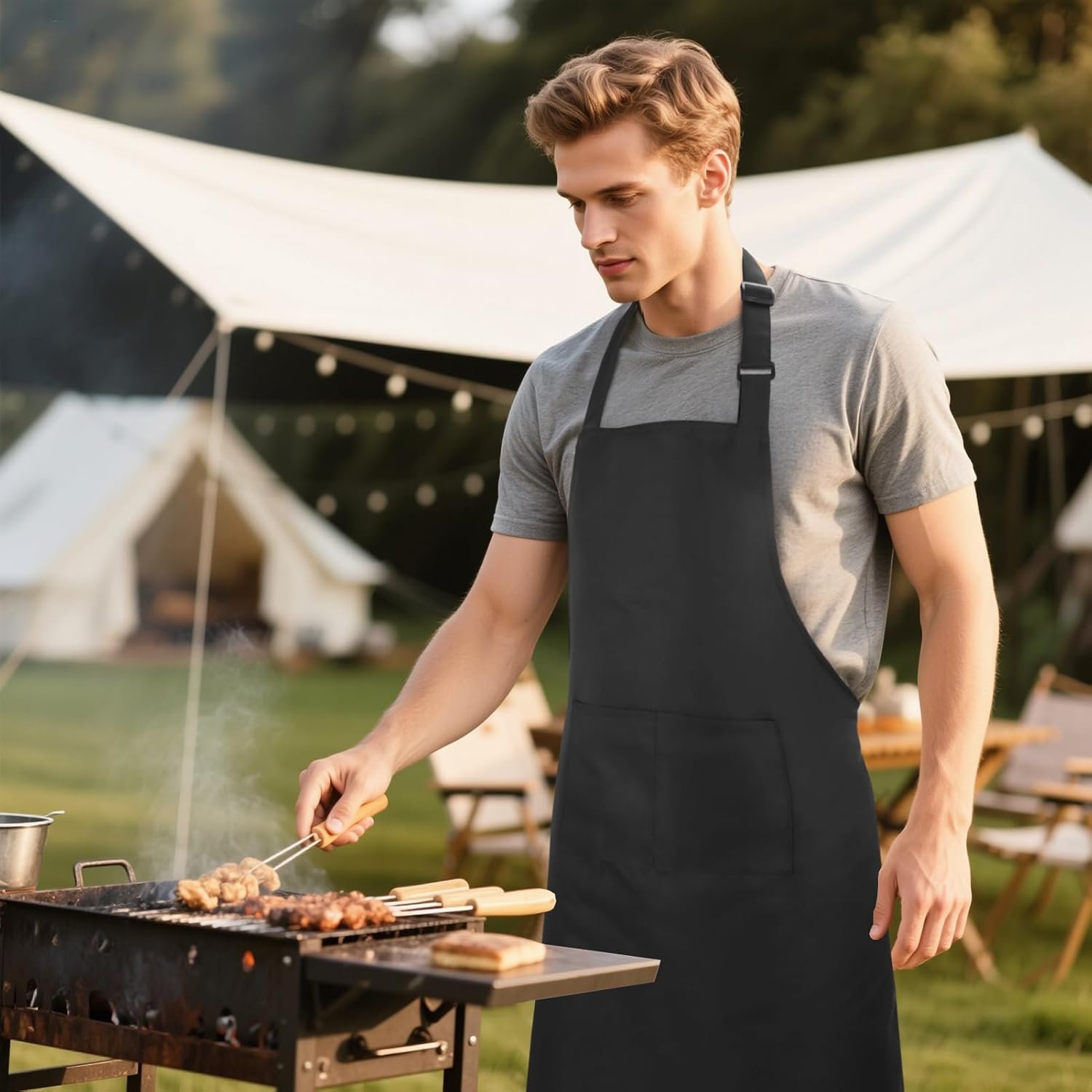 Large Chef Apron for Men and Women, Cooking Kitchen Aprons with 2 Large Pockets Water Oil Resistant - Image 6