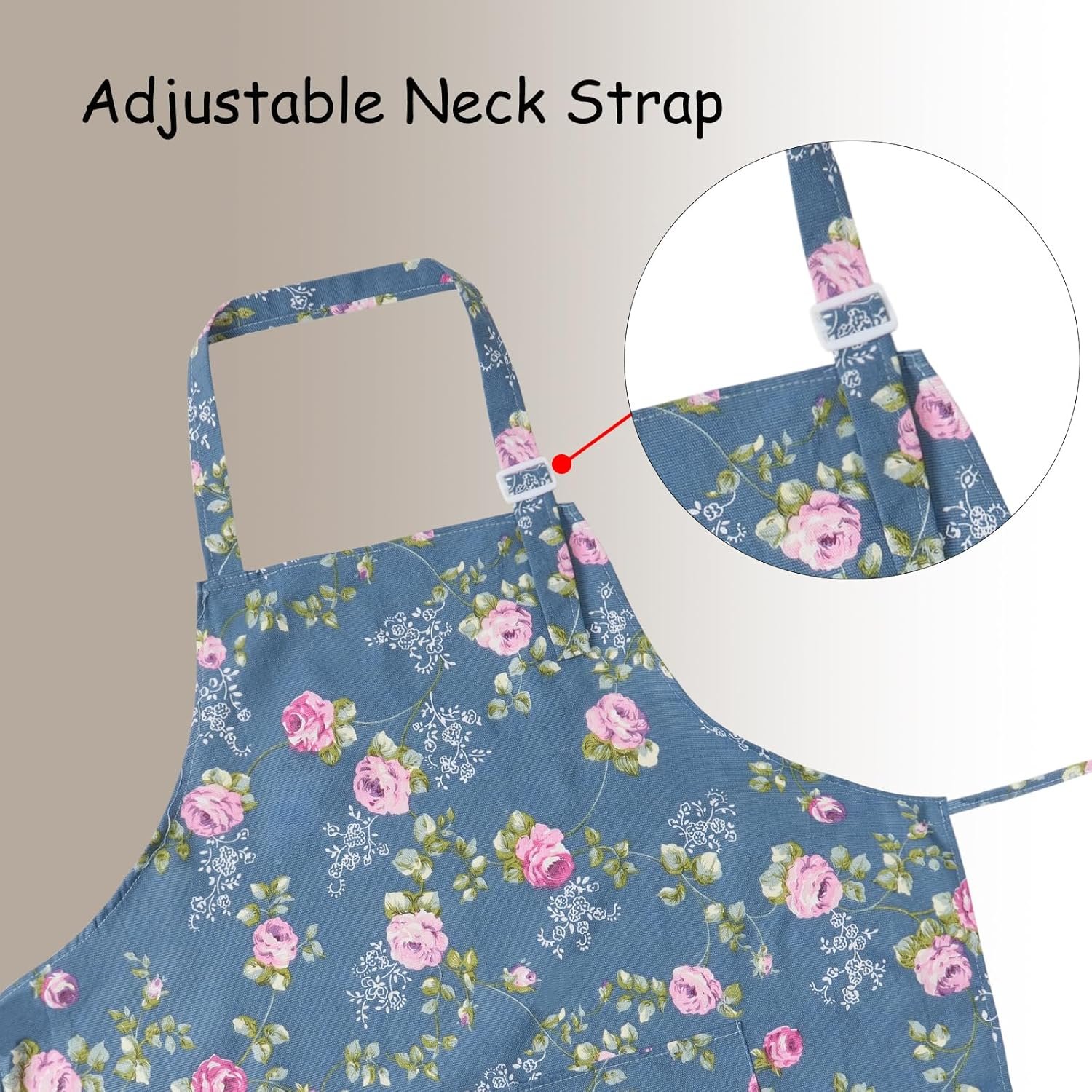 DILLMAN Aprons for Women with Pockets Cotton Linen Cooking Kitchen Baking Soft Durable Floral Gardening Apron - Image 4
