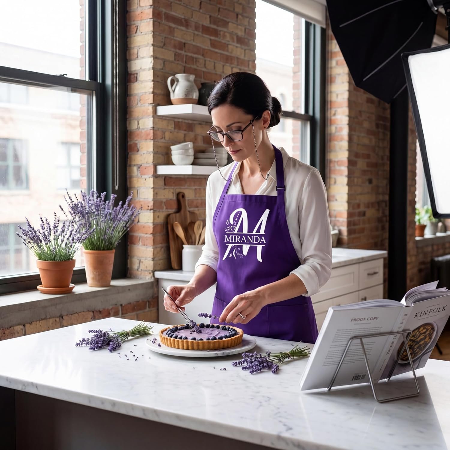 Custom Initial Monogram Apron for Women Men – Personalized Letter Cooking Kitchen Apron with Name - Image 3