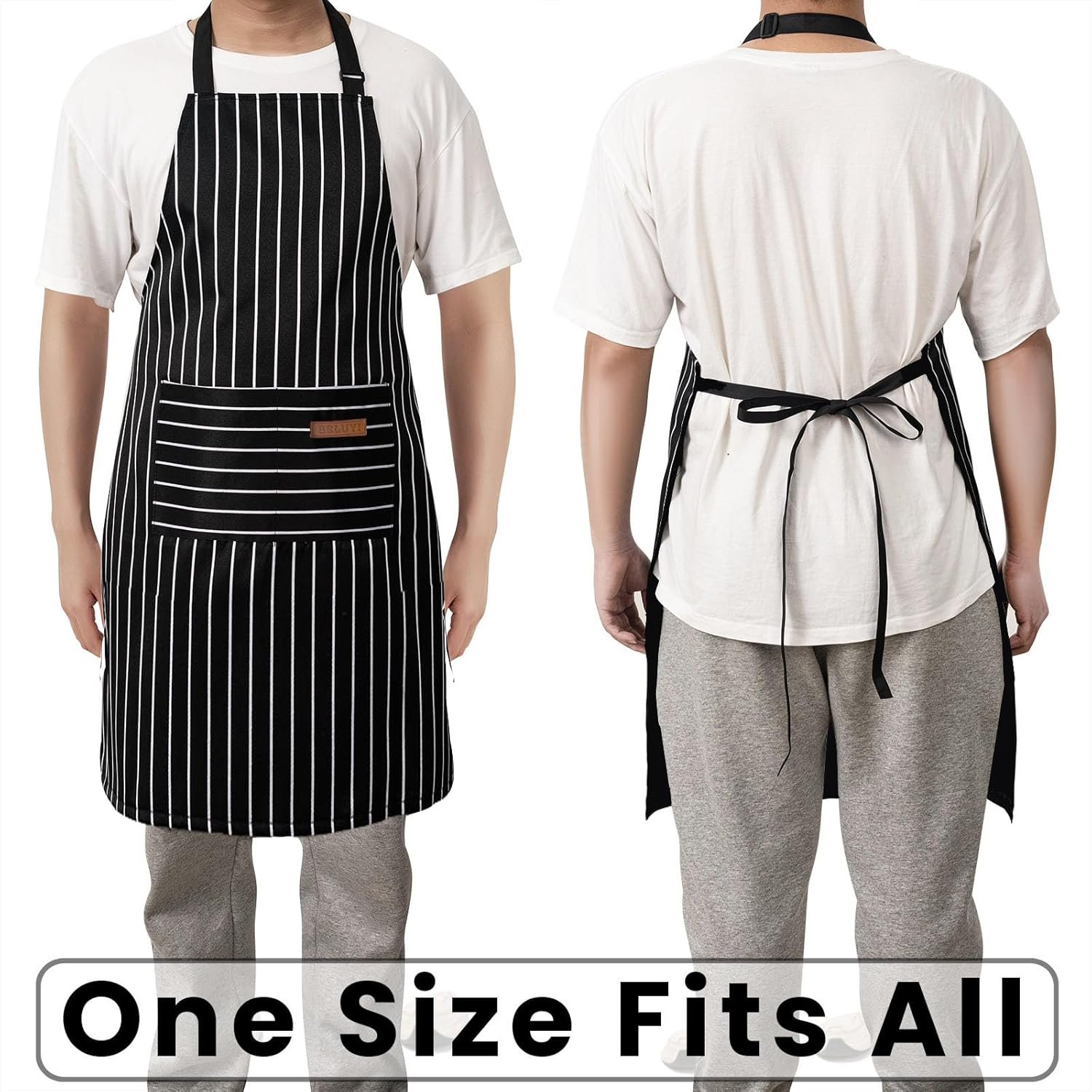 BeLuyi Adjustable Bib Apron with 2 Pockets Chef Cooking Kitchen Restaurant Aprons for Women Men - Image 4