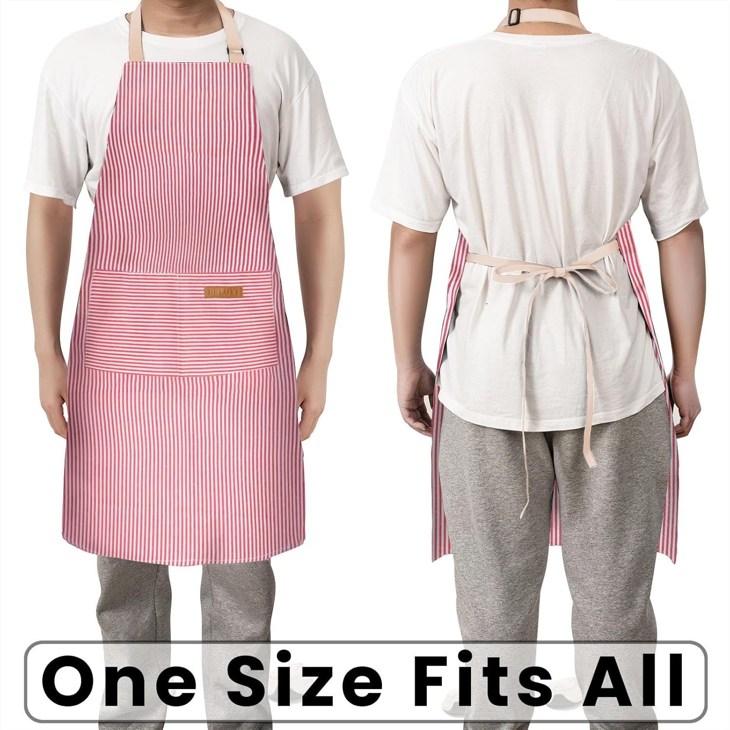 BeLuyi Adjustable Bib Apron with 2 Pockets Chef Cooking Kitchen Restaurant Aprons for Women Men - Image 5