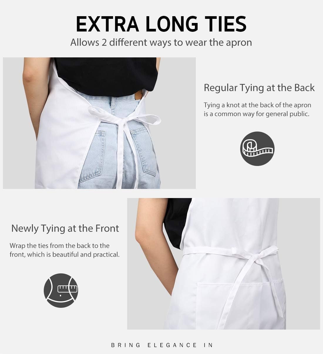 Syntus Apron for Men Women, Adjustable Cooking Kitchen Chef Aprons with 2 Pockets - Image 3