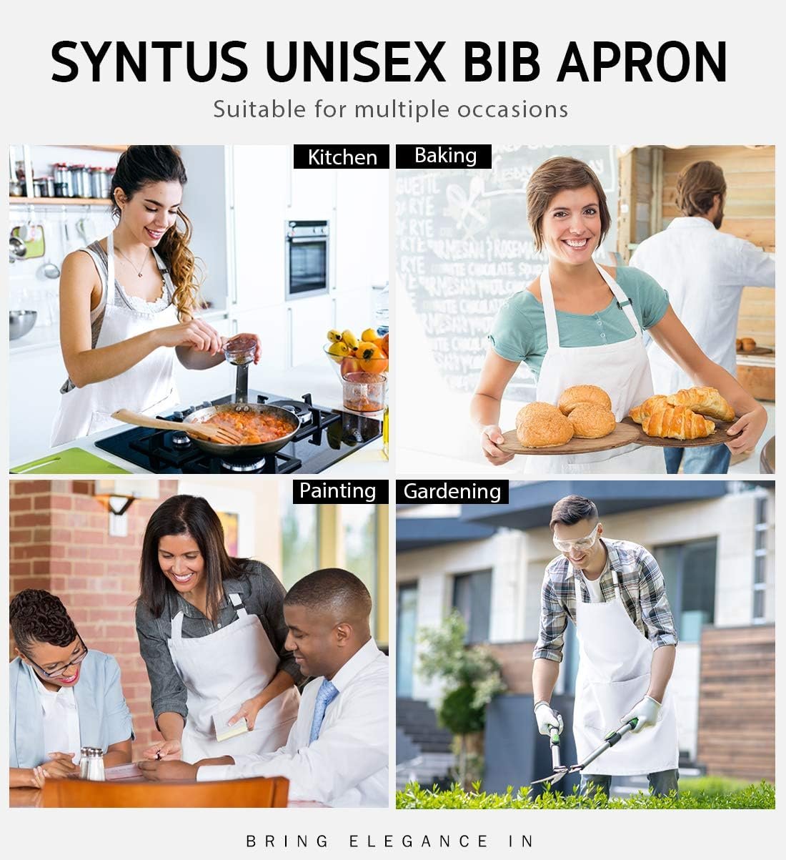 Syntus Apron for Men Women, Adjustable Cooking Kitchen Chef Aprons with 2 Pockets - Image 7