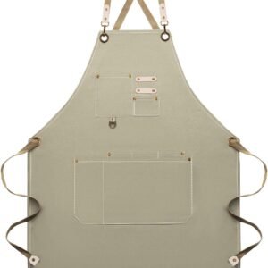 Dulabi Apron, Adjustable Chef Apron for Women and Men with Large Pockets, Cooking Kitchen Apron with Back Straps