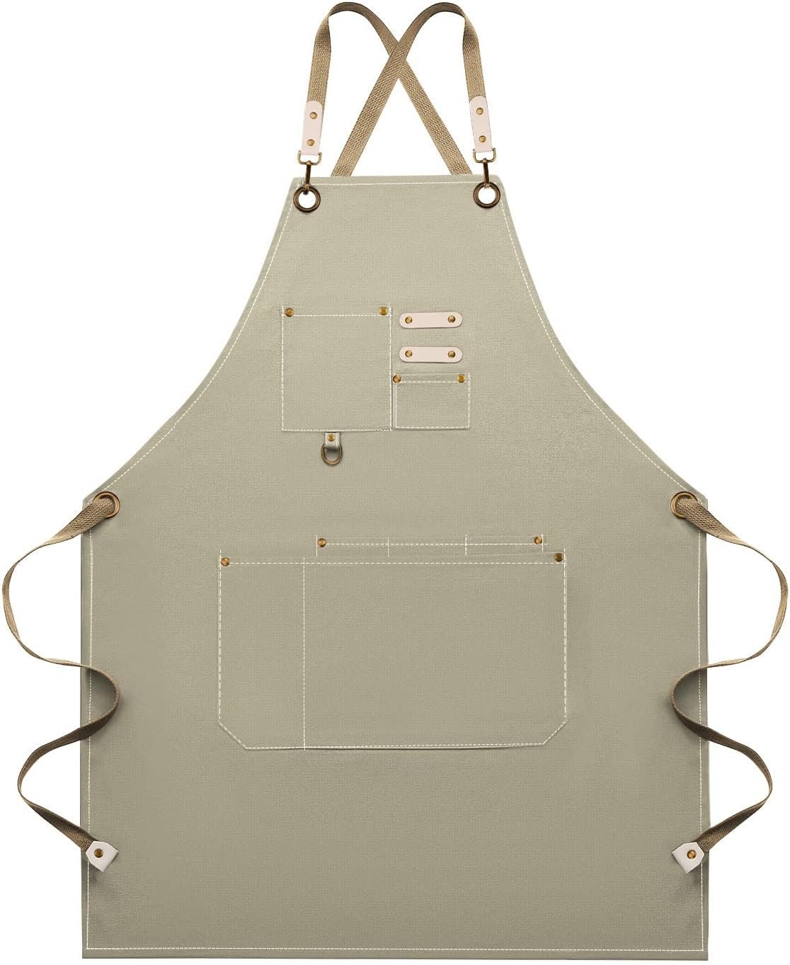 Dulabi Apron, Adjustable Chef Apron for Women and Men with Large Pockets, Cooking Kitchen Apron with Back Straps
