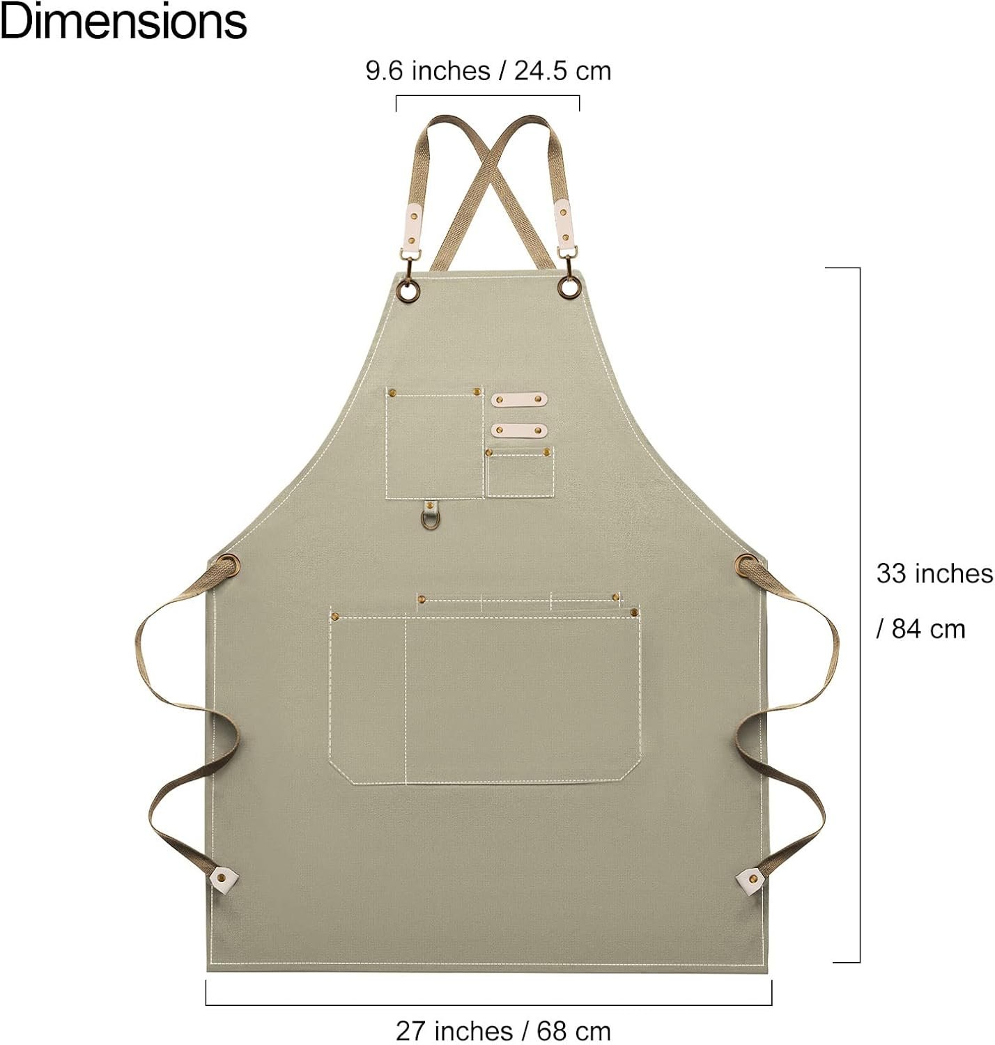 Dulabi Apron, Adjustable Chef Apron for Women and Men with Large Pockets, Cooking Kitchen Apron with Back Straps - Image 4