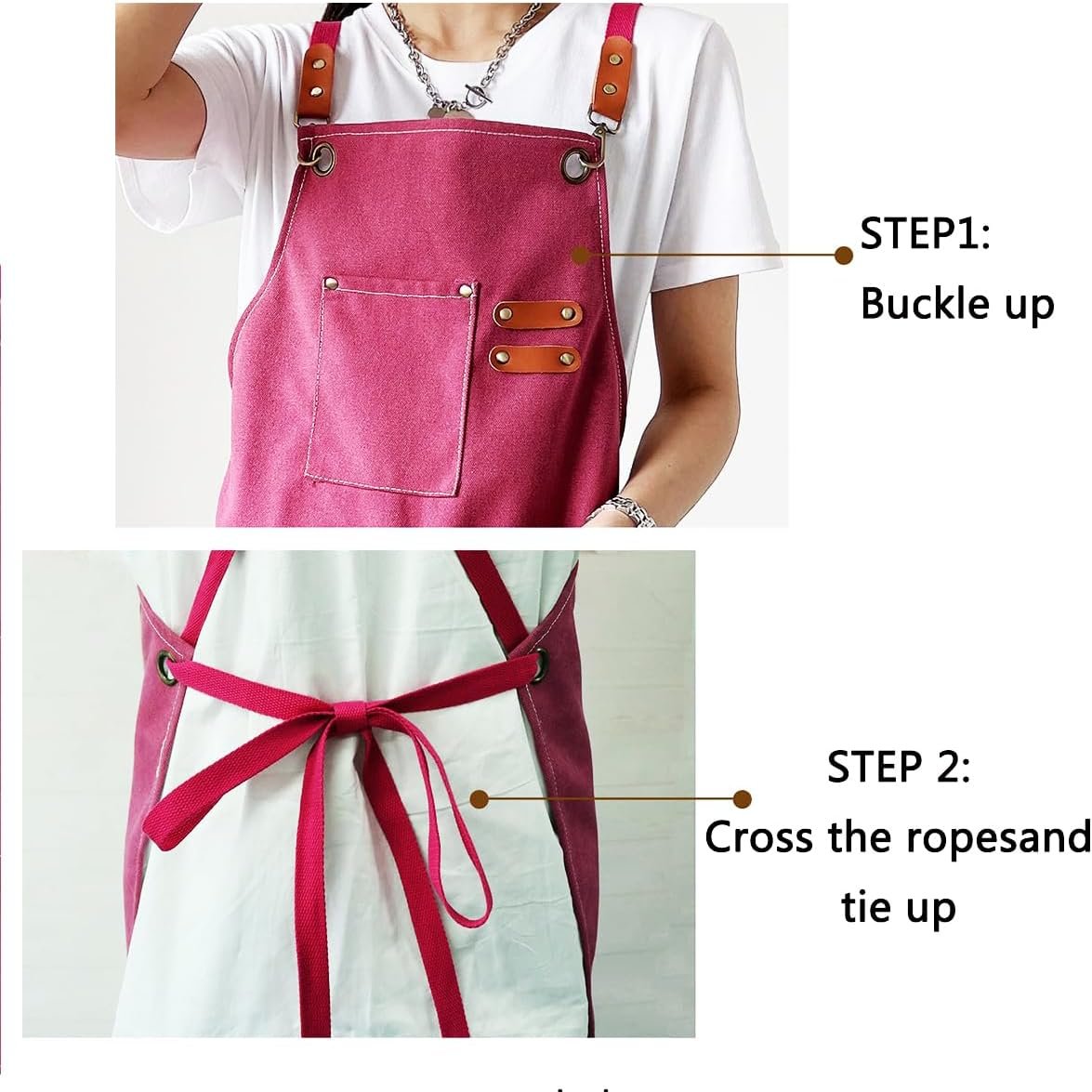 Aprons For Women Men With Pockets 2 Pcs,Kitchen Waterproof Hair Stylist Linen Bbq Tool Canvas For Adults Apron - Image 5