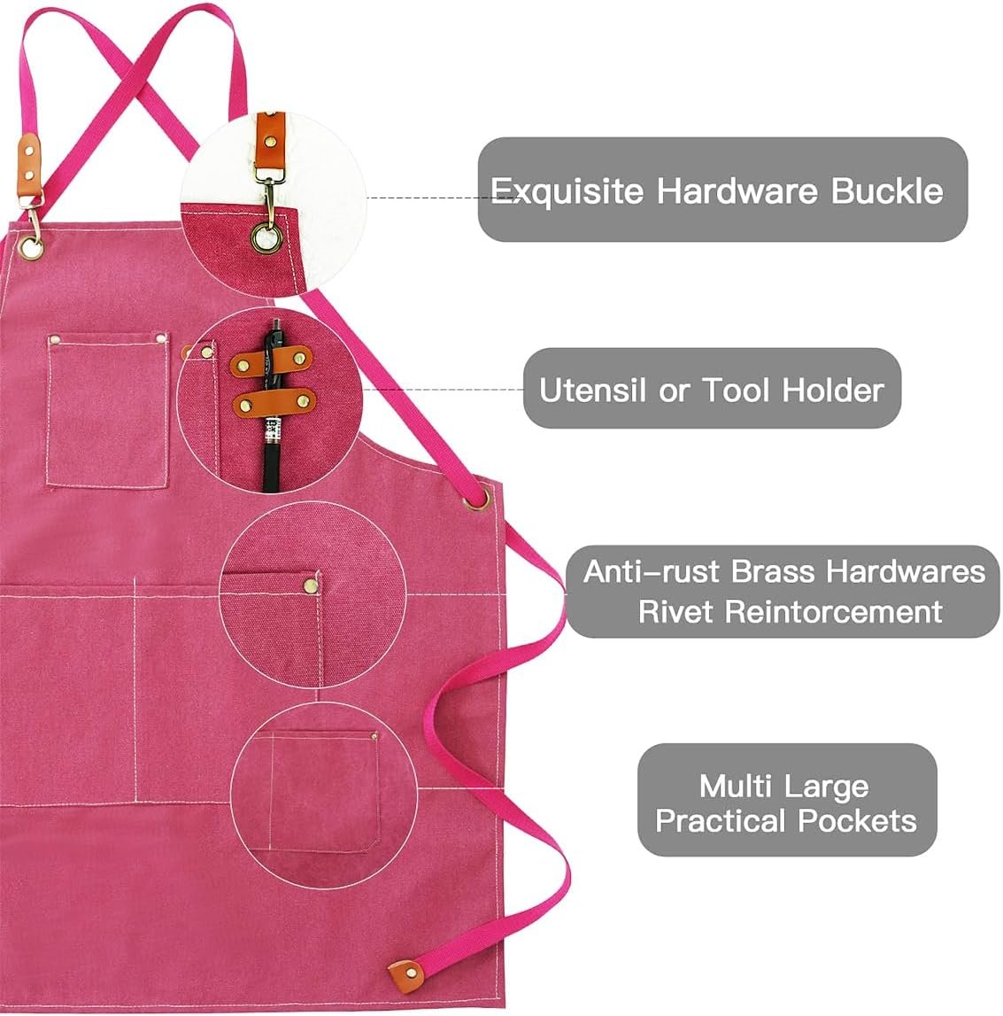 Aprons For Women Men With Pockets 2 Pcs,Kitchen Waterproof Hair Stylist Linen Bbq Tool Canvas For Adults Apron - Image 6