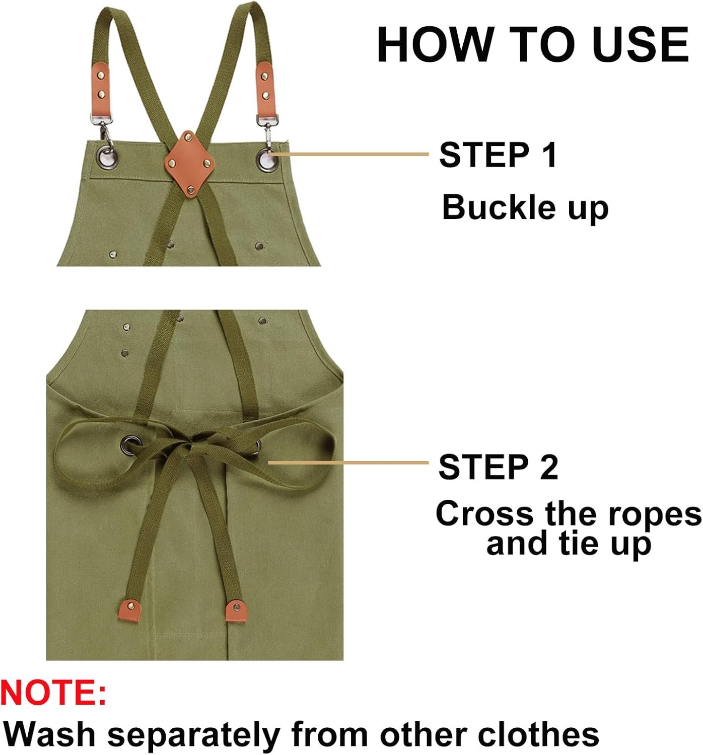 ZOMAO Chef Apron for Women Men with Large Pockets, Cotton Canvas Cross Back Waterproof Work Aprons for Kitchen Cooking Bib - Image 5