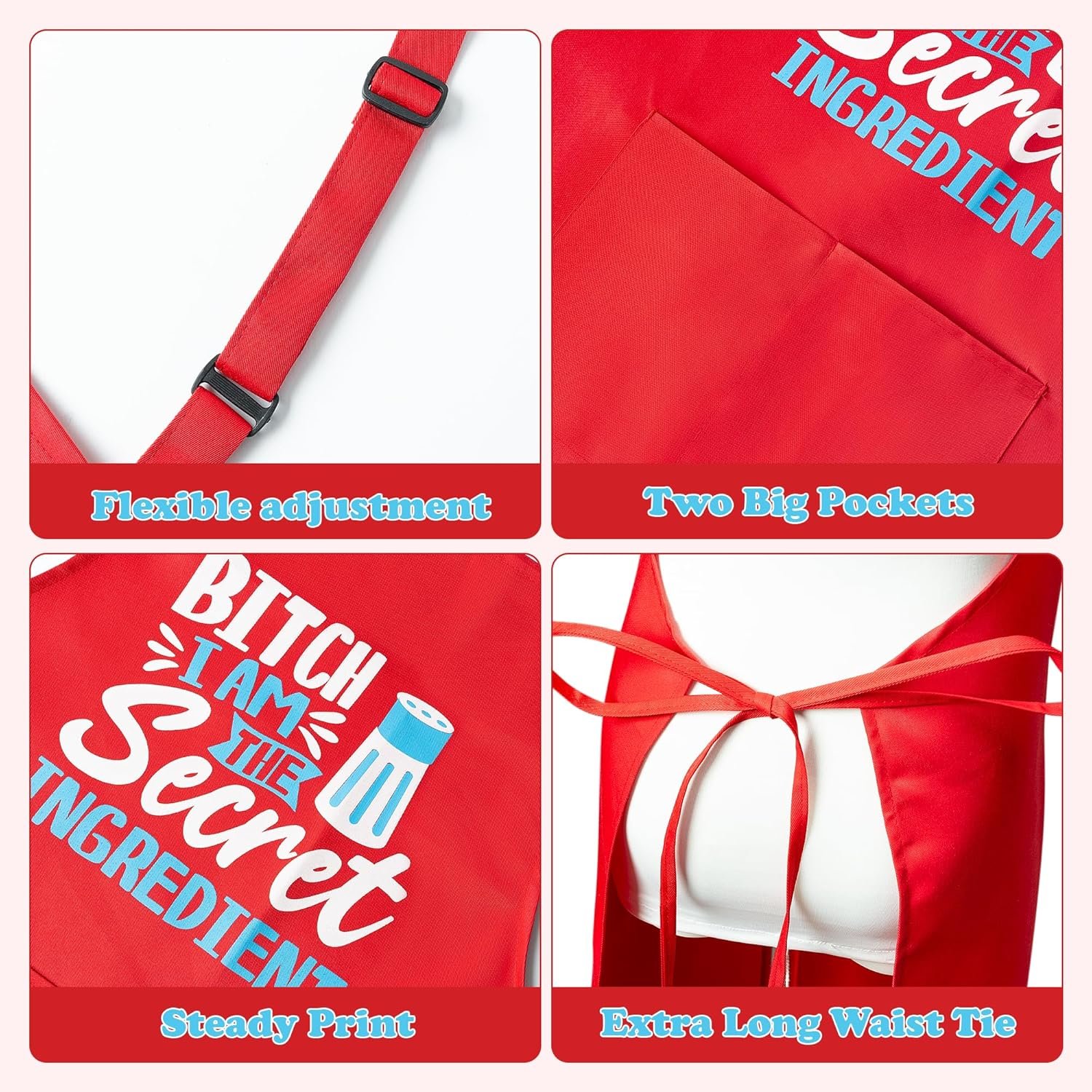 Haooryx Funny Cooking Aprons Cooking Baking Aprons Adjustable Neck Strap Baking Apron for Birthday Christmas New Year Gift - Image 3