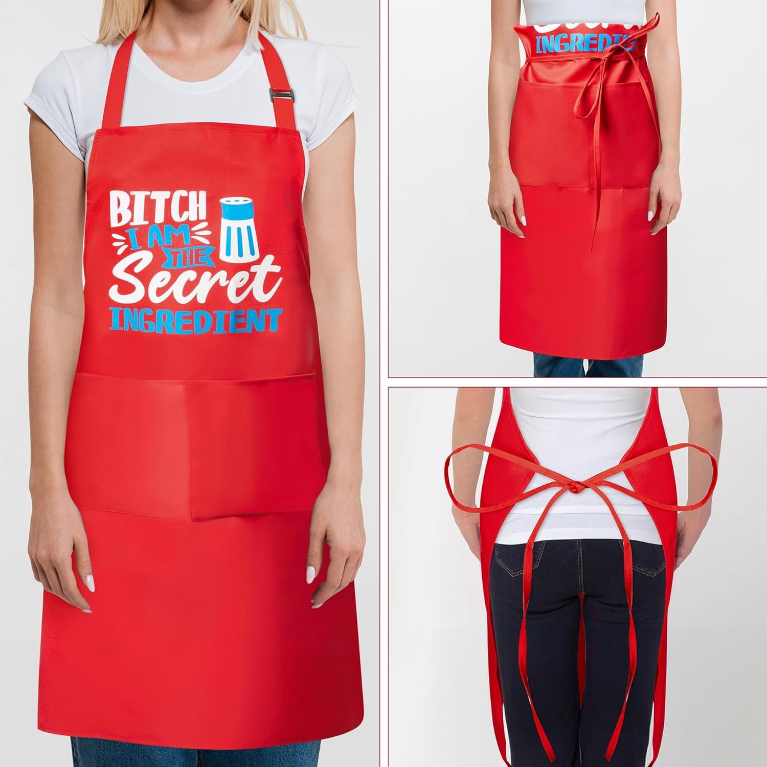 Haooryx Funny Cooking Aprons Cooking Baking Aprons Adjustable Neck Strap Baking Apron for Birthday Christmas New Year Gift - Image 4