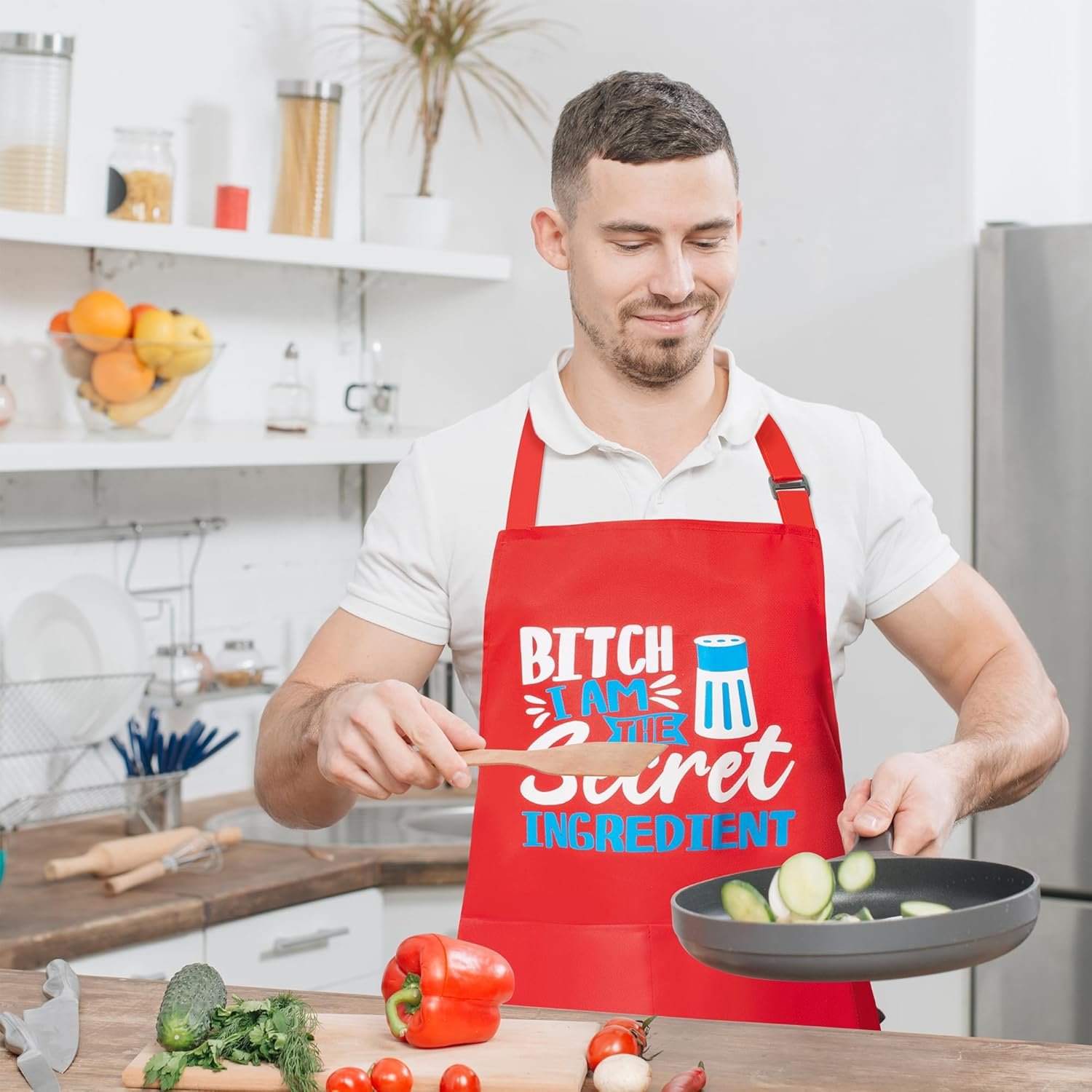 Haooryx Funny Cooking Aprons Cooking Baking Aprons Adjustable Neck Strap Baking Apron for Birthday Christmas New Year Gift - Image 5