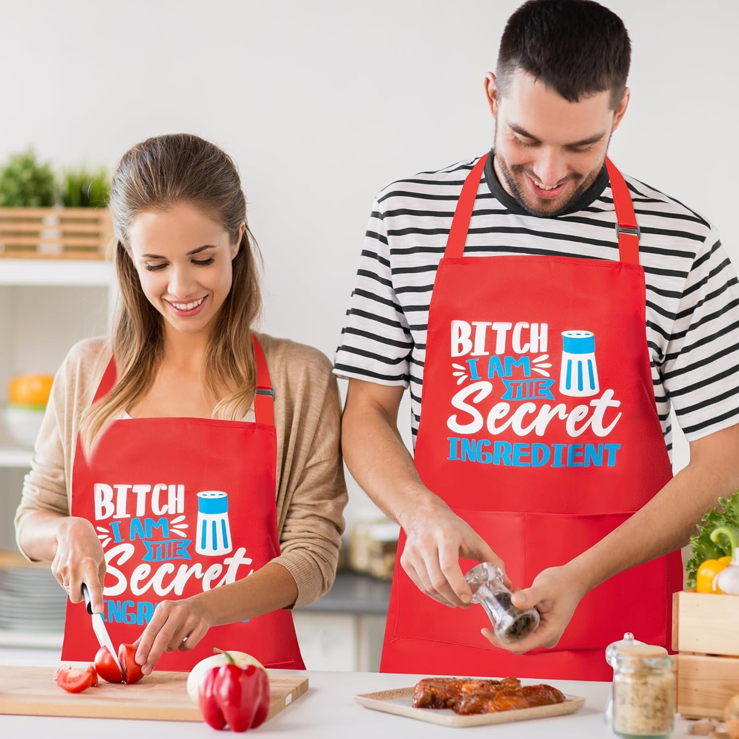 Haooryx Funny Cooking Aprons Cooking Baking Aprons Adjustable Neck Strap Baking Apron for Birthday Christmas New Year Gift - Image 6