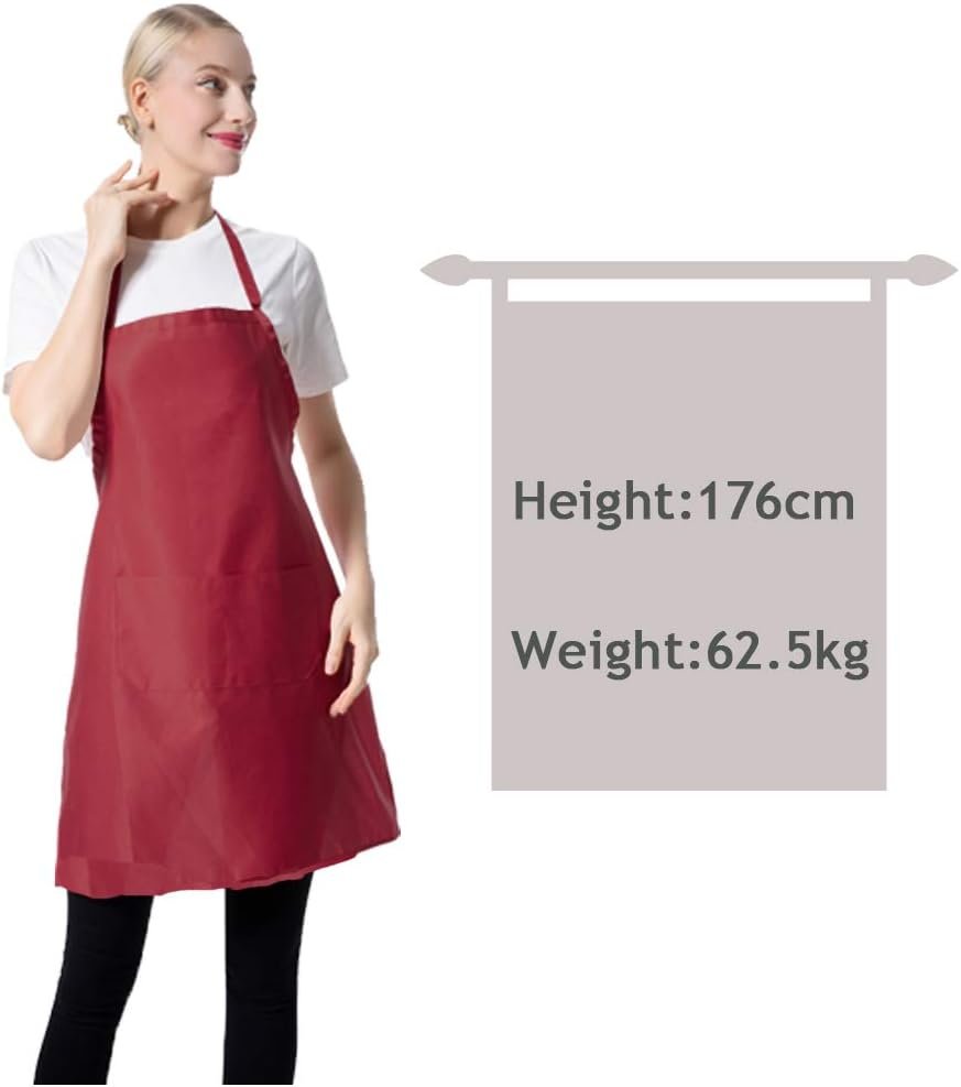 Total 15 PCS Deep Red Plain Deep Red Bib Apron for Women Men Adult with 2 Front Pockets-Painting Baking Cooking Kitchen Apron for Women Girls-(Wine,15pcs) - Image 4