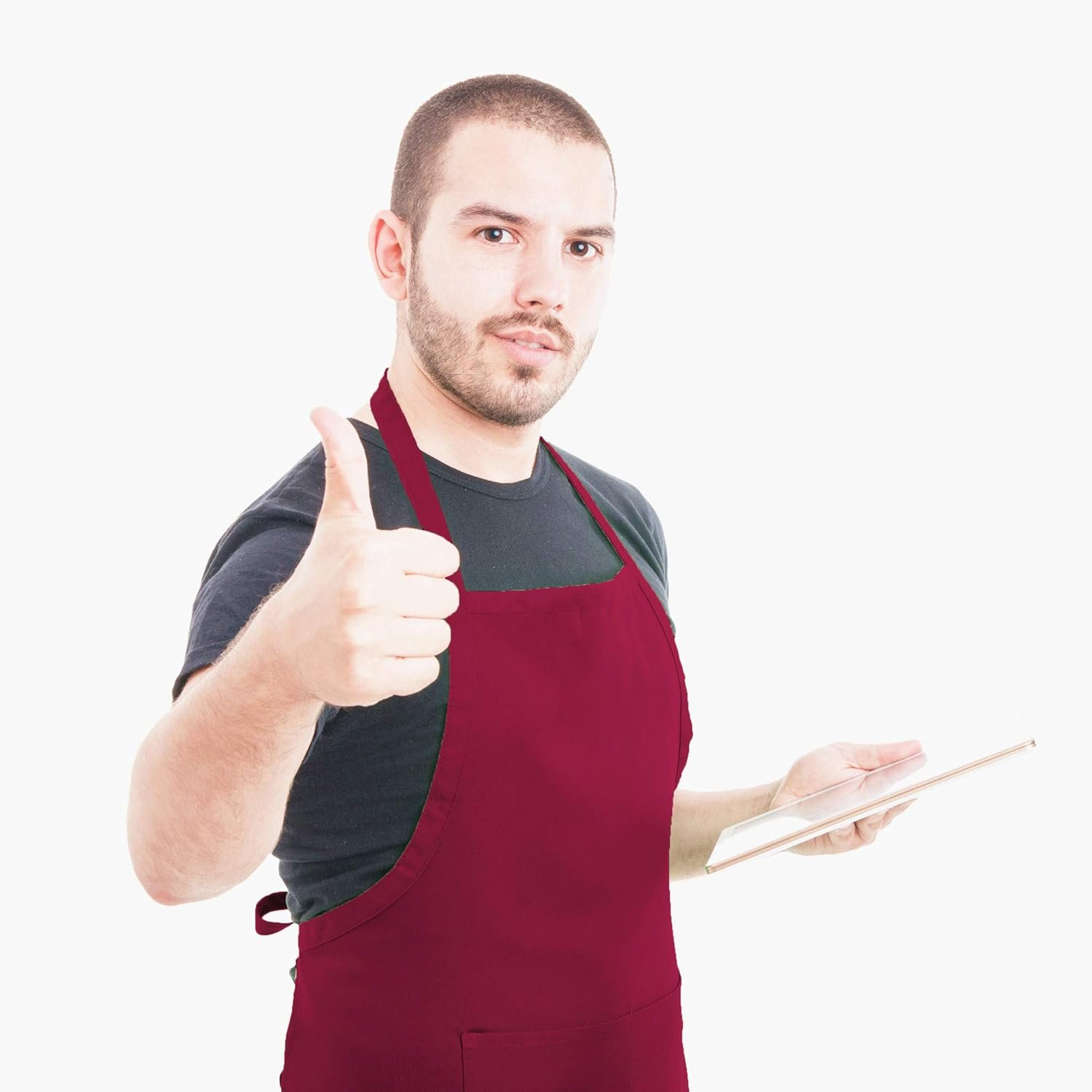 Total 15 PCS Deep Red Plain Deep Red Bib Apron for Women Men Adult with 2 Front Pockets-Painting Baking Cooking Kitchen Apron for Women Girls-(Wine,15pcs) - Image 5