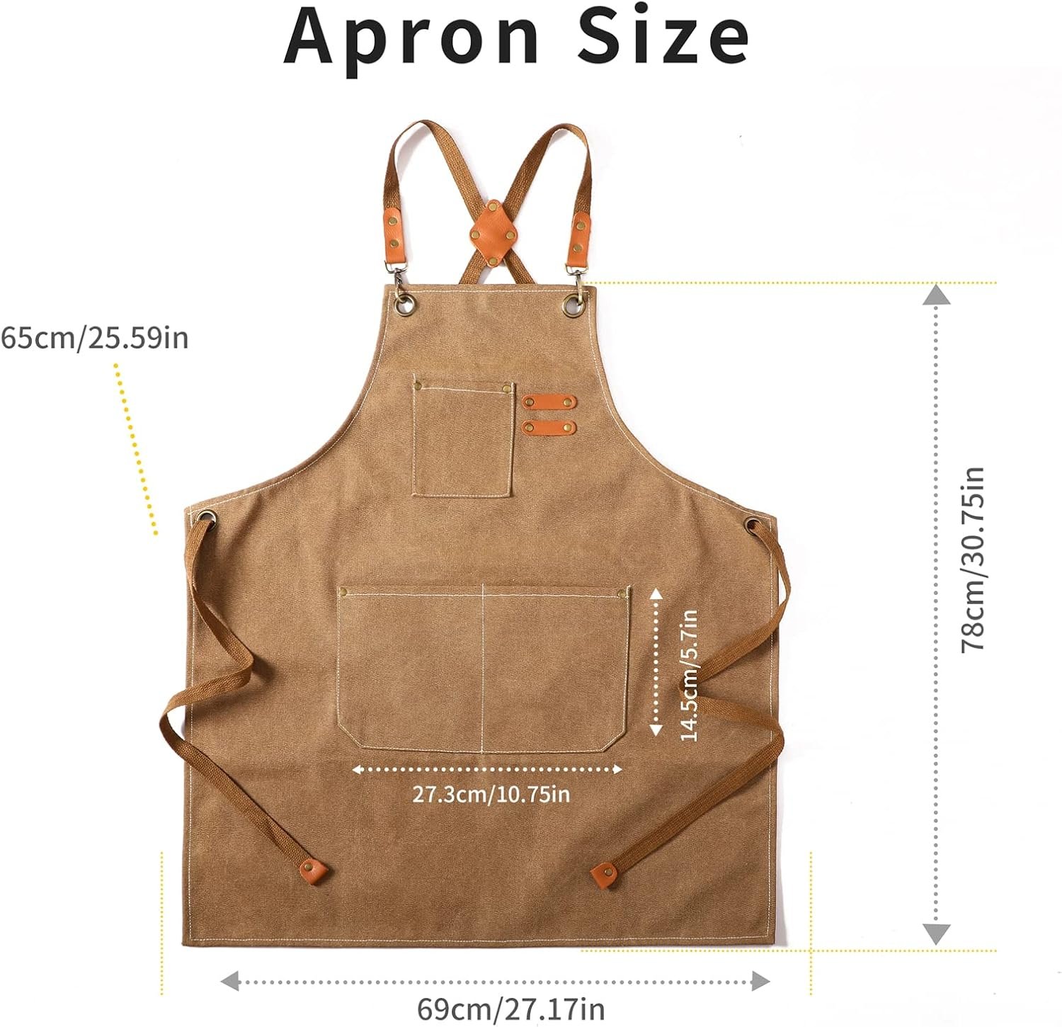 Tosewever Canvas Cross Back Chef Cotton Aprons for Men Women with Large Pockets - Image 4