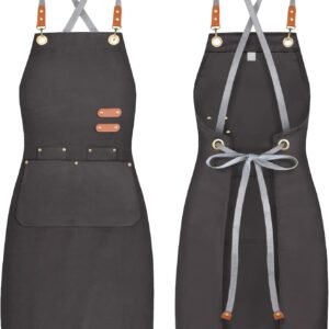 BeLuyi chef apron bib tool apron for man woman cross back straps with 4 pockets for kitchen cooking gardening baking working