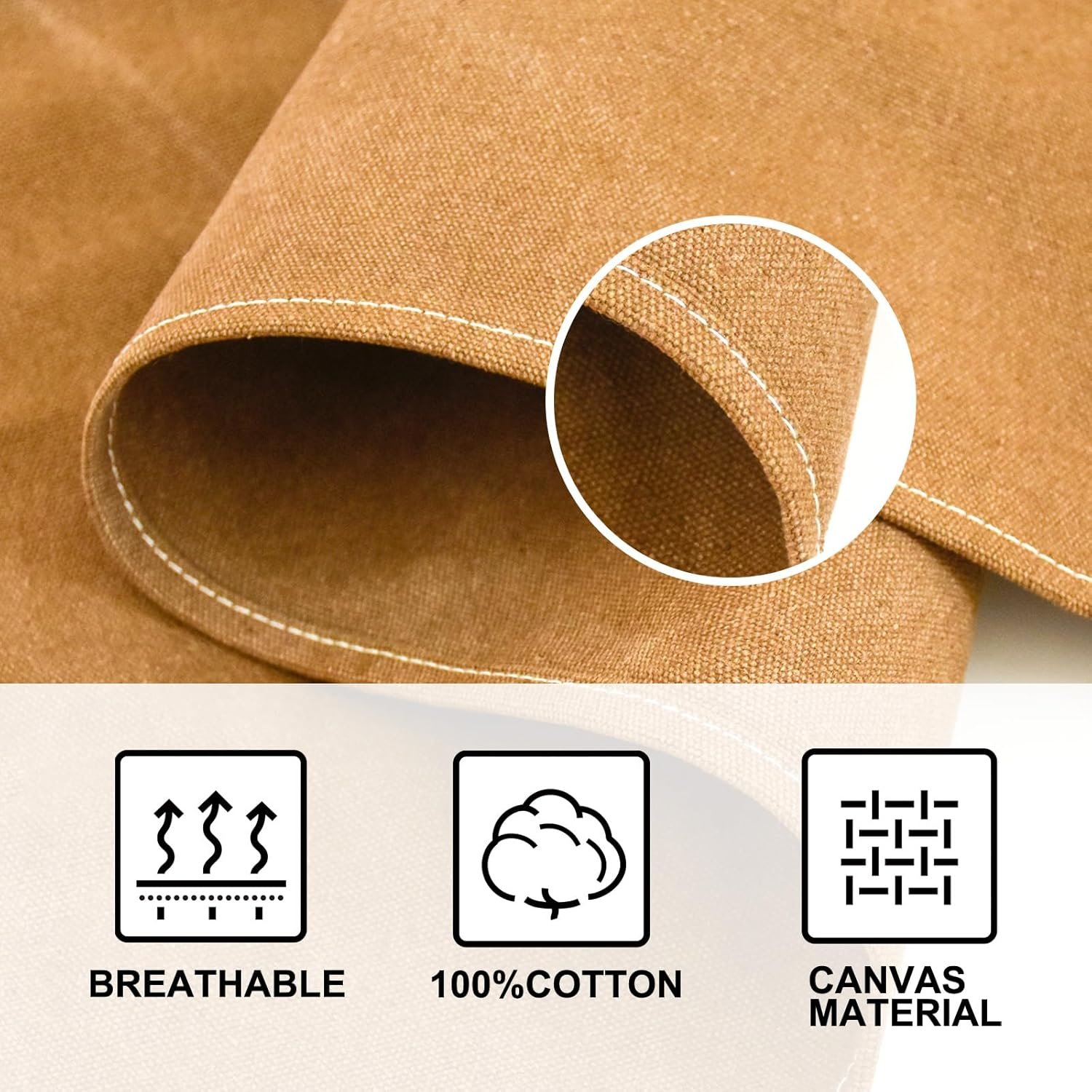 OUNLEN Chef Apron for Men Women Canvas Aprons with 3 Pockets Cross Back Resistant Work Apron for Cooking - Image 4