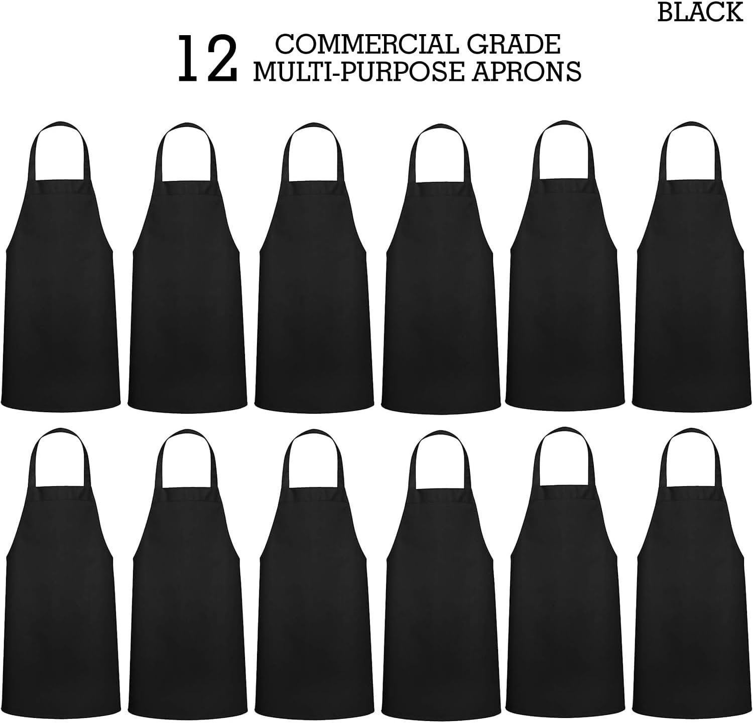 GREEN LIFESTYLE 12 Pack Professional Chef Apron – Grilling Aprons for Men, Waterproof Cooking Aprons for BBQ, Work or Restaurant Use, Kitchen Aprons for Women – Black, No Pockets - Image 4