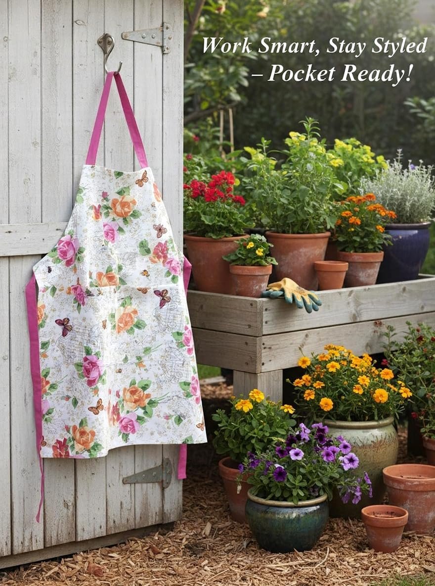 4-Piece Kitchen Apron Set with Oven Mitt & Dish Towel, Cooking Apron for Women,Housewarming Gift Set - Image 9