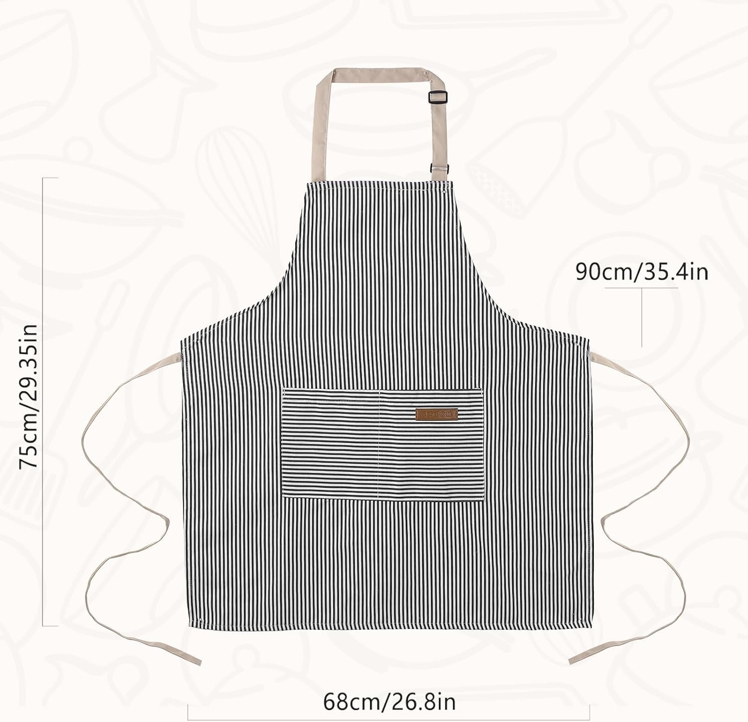2 Pack Cooking Aprons Adjustable Bib Apron for Women with 2 Pockets, Kitchen Restaurant Men Chefs Aprons - Image 3