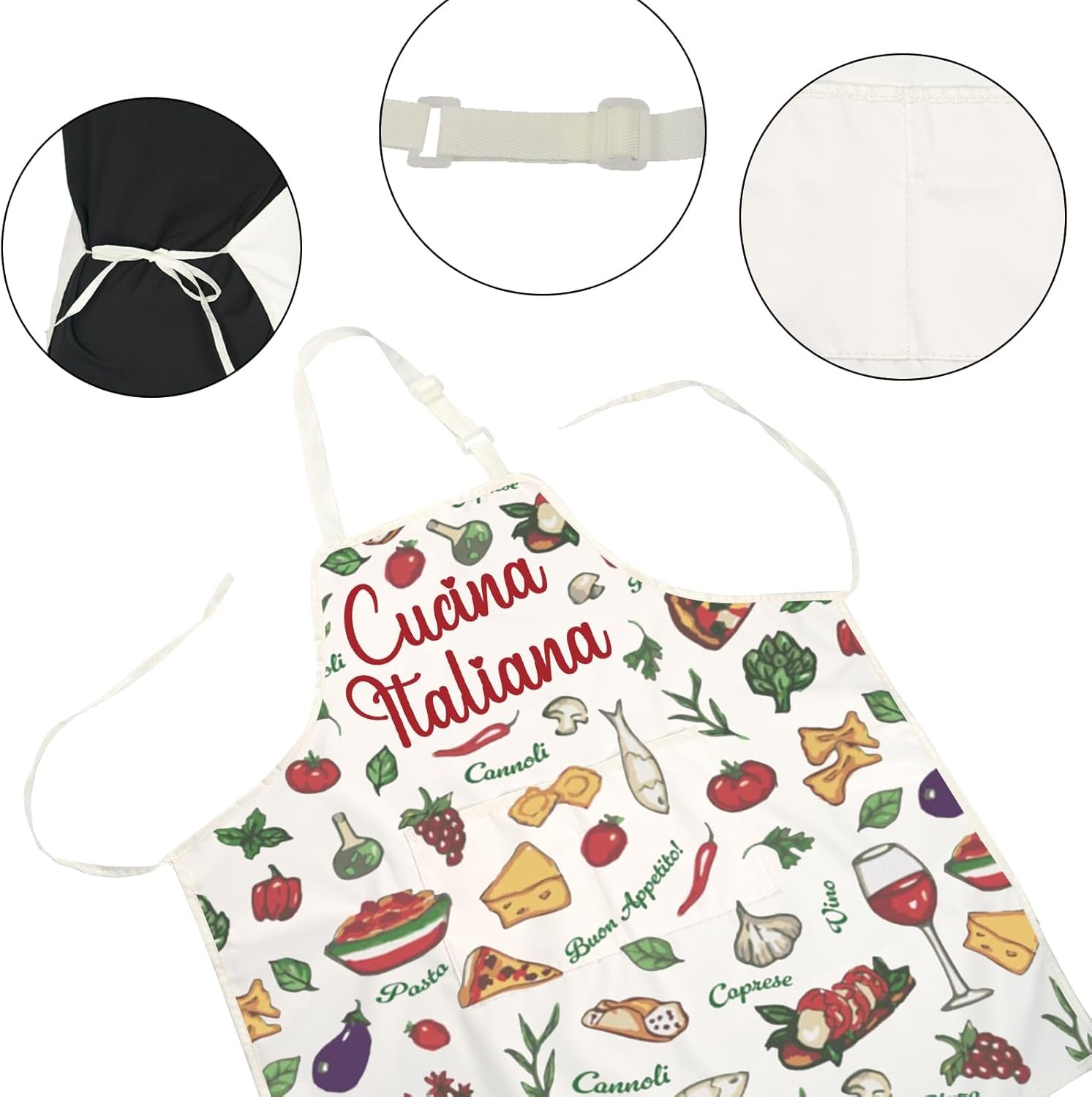 JNIAP Italian Foods Gift Cucina Italiana Kitchen Apron Italian Cooking Gift - Image 3
