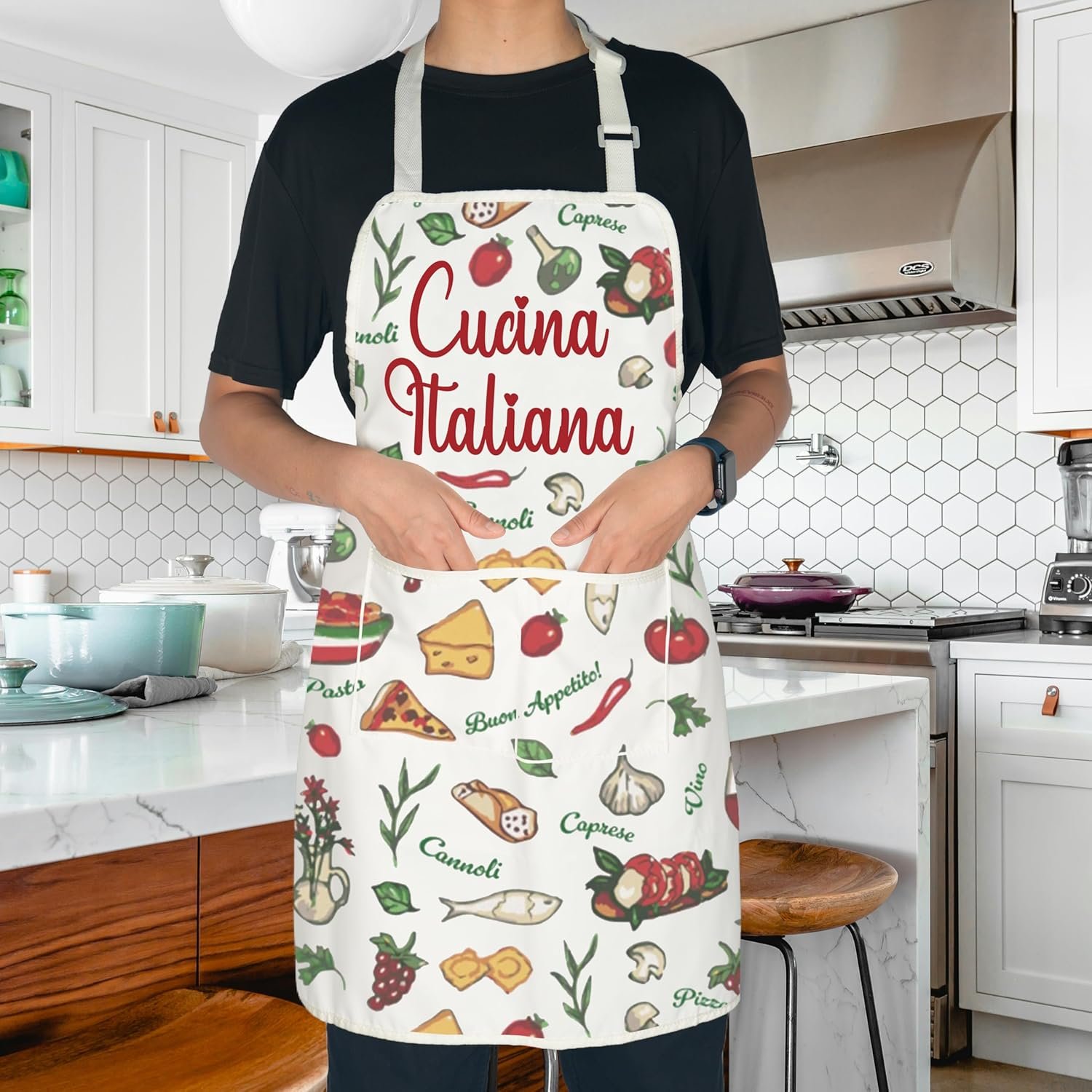 JNIAP Italian Foods Gift Cucina Italiana Kitchen Apron Italian Cooking Gift - Image 4