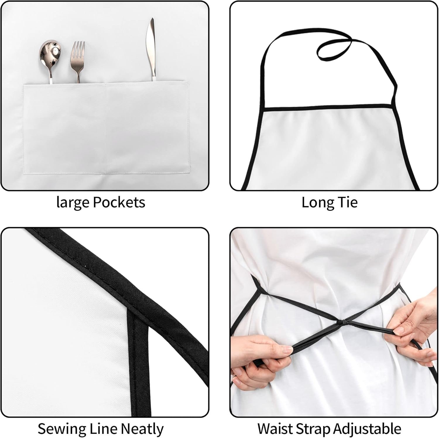 Kitchen Aprons for Men with Pockets Chef Apron for Women Cooking Gardening Baking Server Waitress - Image 5