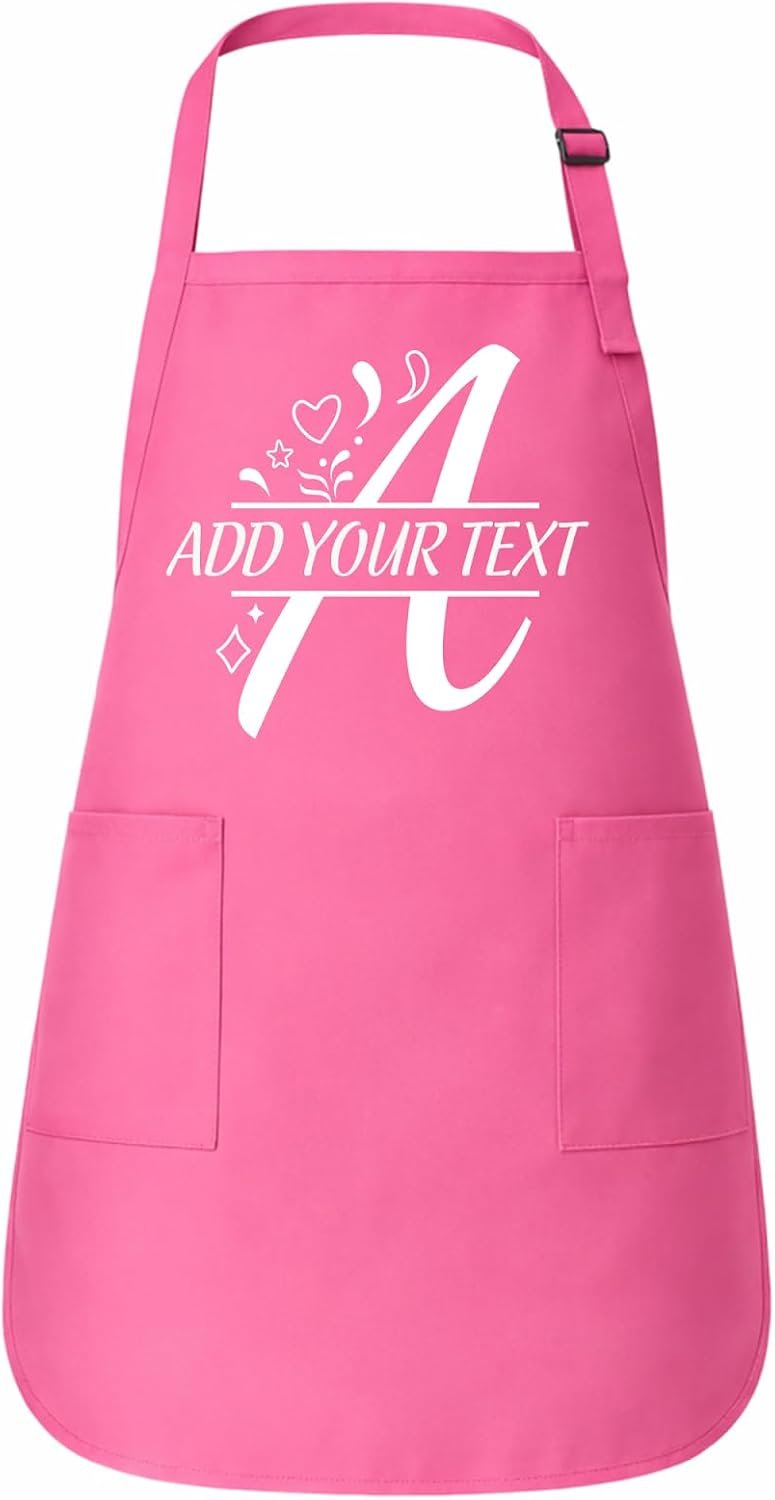 Custom Initial Monogram Apron for Women Men – Personalized Letter Cooking Kitchen Apron with Name