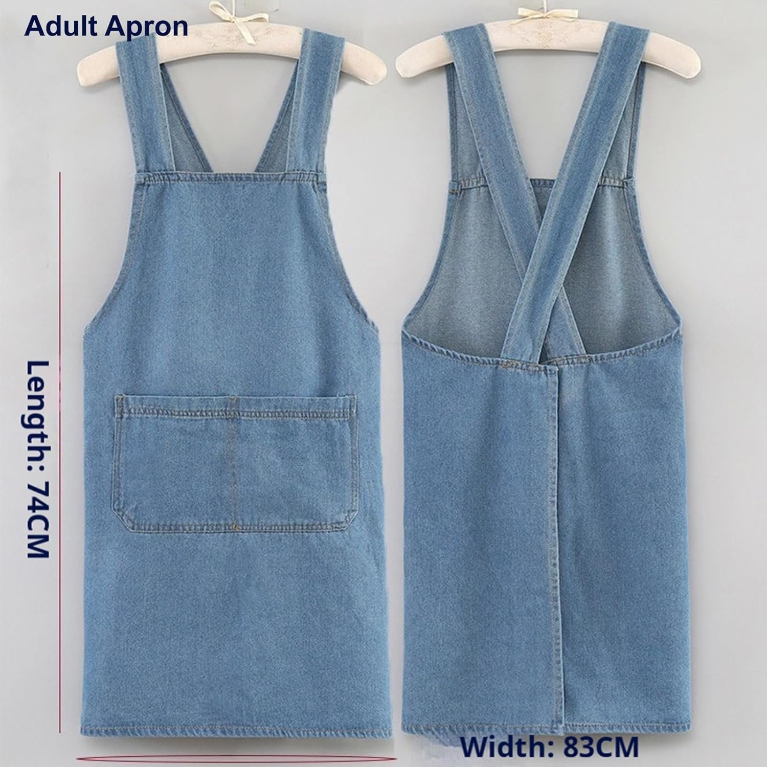 Adult Jour Apron, Lightweight Cotton Apron with Front Pocket, Denim Cross Back Aprons, Durable & Stain-Resistant - Image 6