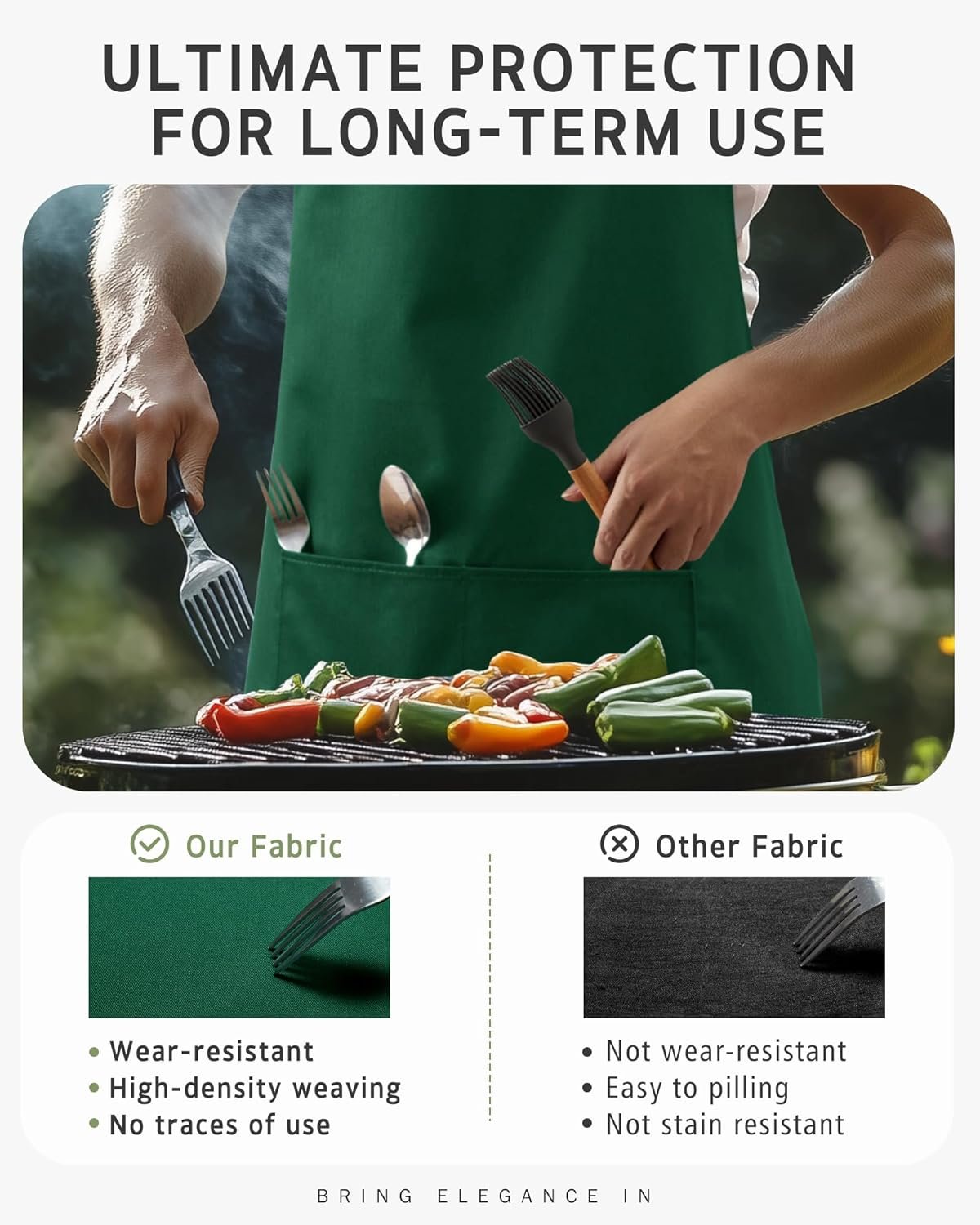 Syntus Chef Apron for Men Women Kitchen Cooking Apron with Pockets, Adjustable Bib Aprons Stain Resistant - Image 6