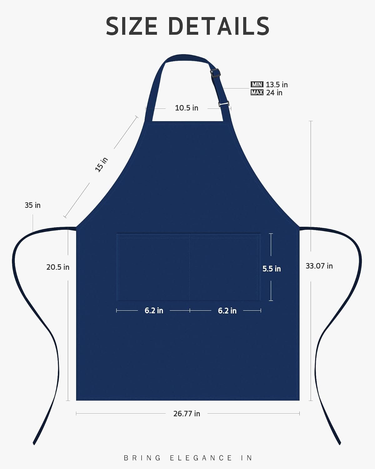 Syntus Chef Apron for Men Women Kitchen Cooking Apron with Pockets, Adjustable Bib Aprons Stain Resistant - Image 2