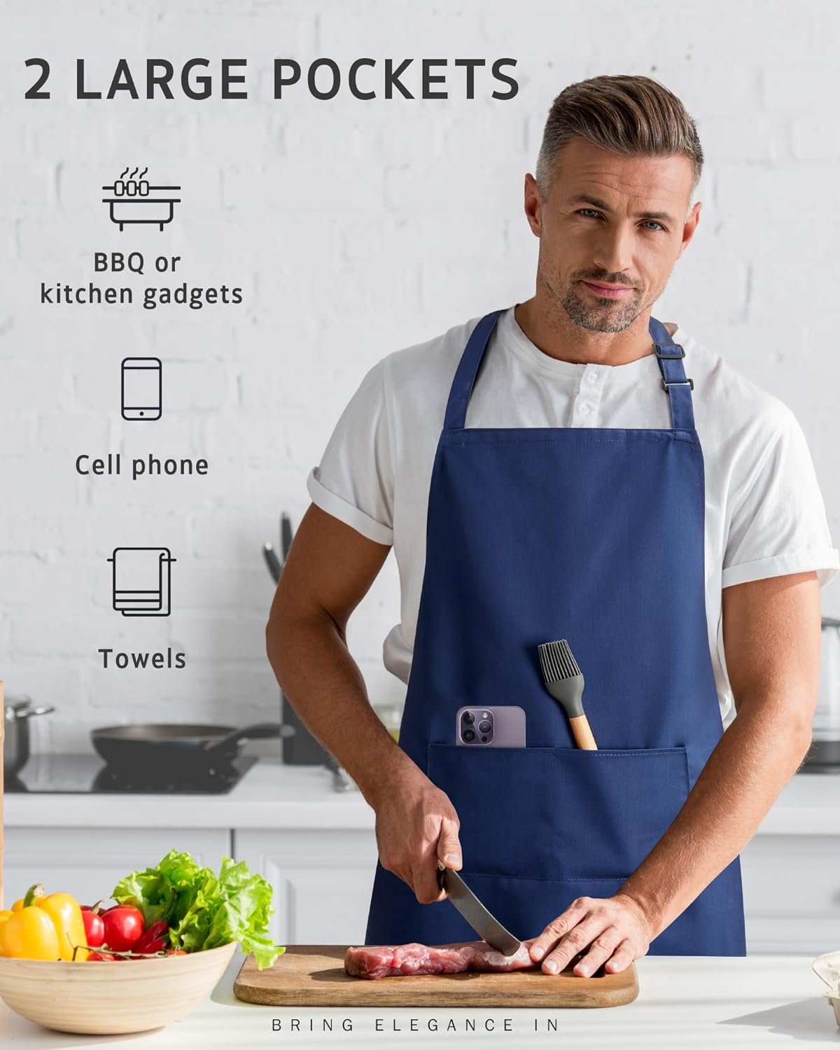 Syntus Chef Apron for Men Women Kitchen Cooking Apron with Pockets, Adjustable Bib Aprons Stain Resistant - Image 8