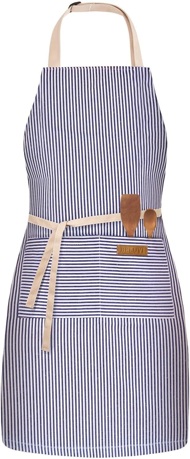 BeLuyi Adjustable Bib Apron with 2 Pockets Chef Cooking Kitchen Restaurant Aprons for Women Men