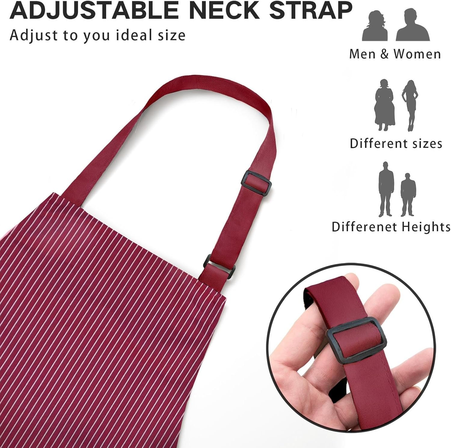 BeLuyi 2 Pack Adjustable Bib Apron with 2 Pockets Chef Cooking Kitchen Restaurant Aprons for Women Men - Image 2