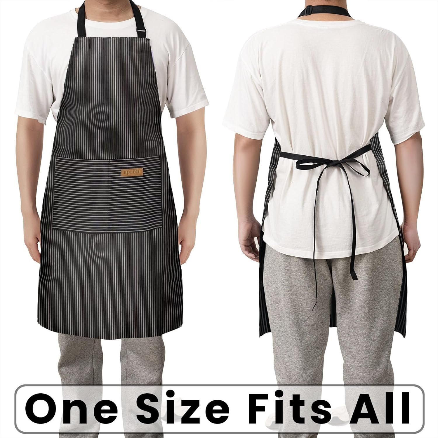 BeLuyi 2 Pack Adjustable Bib Apron with 2 Pockets Chef Cooking Kitchen Restaurant Aprons for Women Men - Image 6