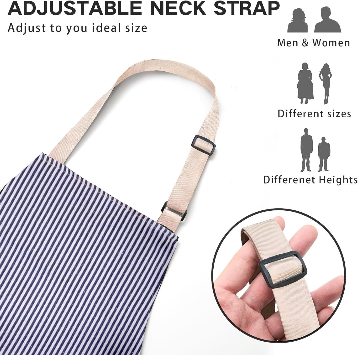 BeLuyi 2 Pack Adjustable Bib Apron with 2 Pockets Chef Cooking Kitchen Restaurant Aprons for Women Men - Image 2