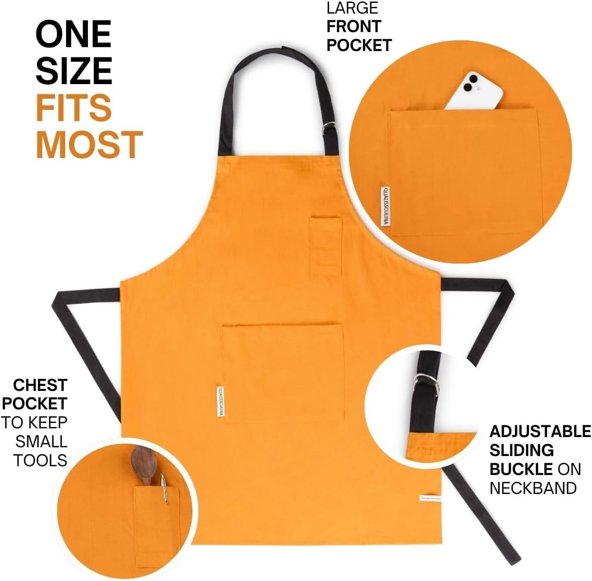 Cotton Canvas Apron for Women & Men – Adjustable Neck Strap & Waist Ties with Pockets - Image 3