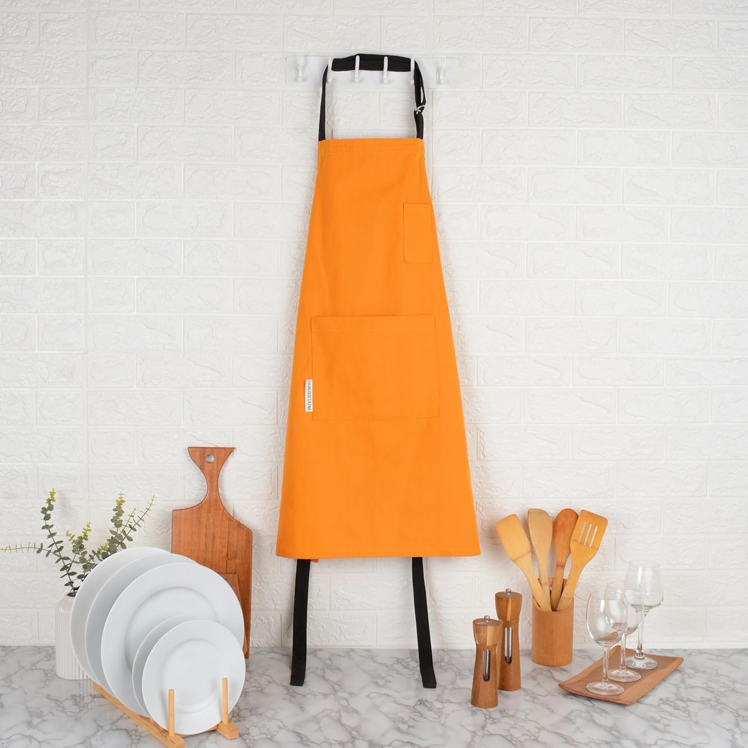 Cotton Canvas Apron for Women & Men – Adjustable Neck Strap & Waist Ties with Pockets - Image 9