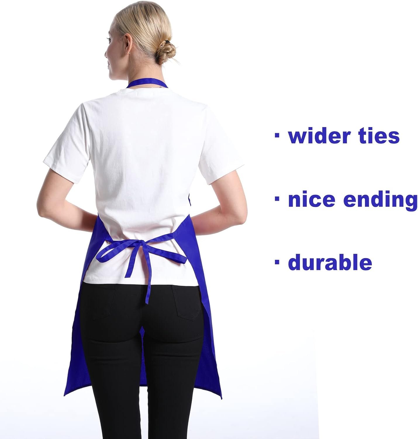 Total 15 PCS Dark Blue Bib Aprons Bulk for Women Men with 2 Front Pockets(Dark Blue-15pcs) - Image 3