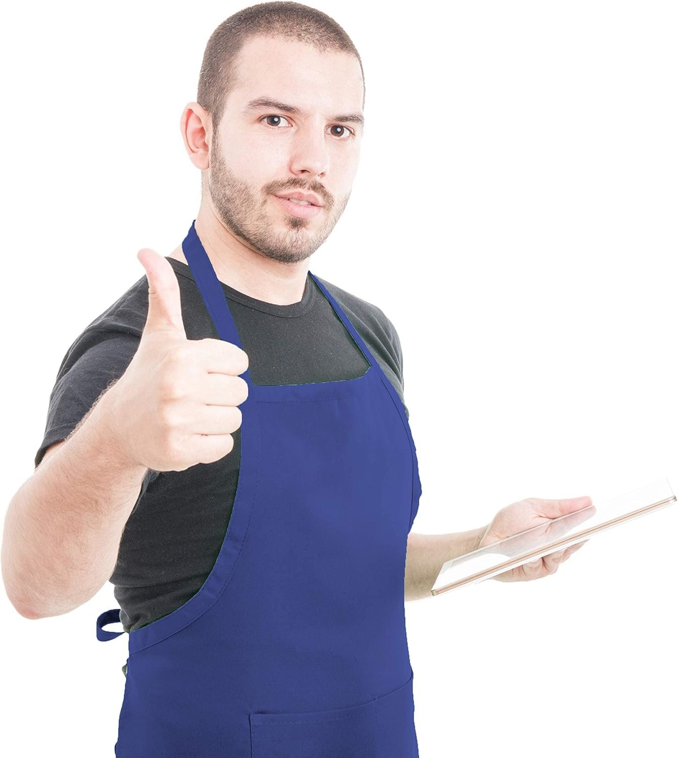Total 15 PCS Dark Blue Bib Aprons Bulk for Women Men with 2 Front Pockets(Dark Blue-15pcs) - Image 4