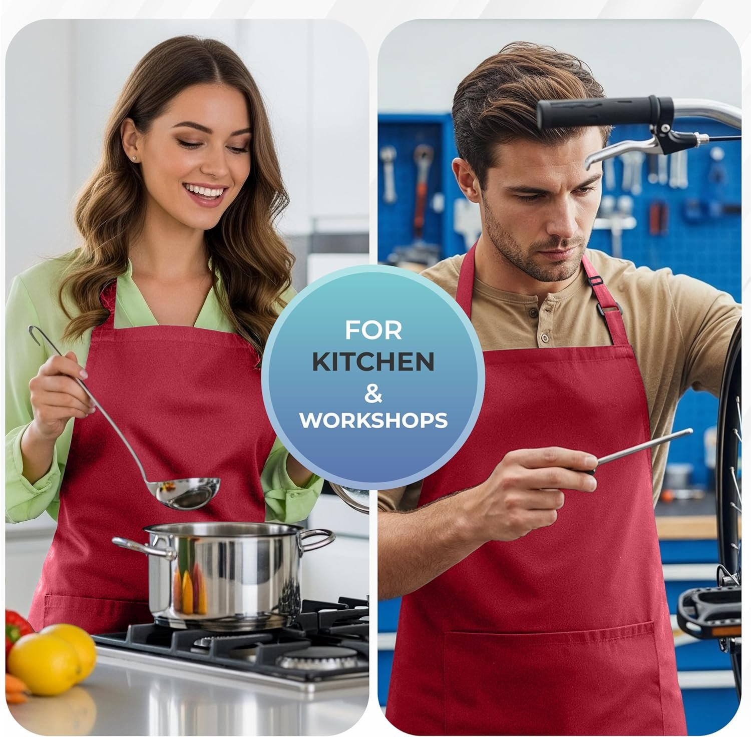 Utopia Kitchen 4 Pack Bib Apron Adjustable with 2 Pockets, Water and Oil Resistant, Cooking Kitchen Chef Apron for Women Men - Image 5