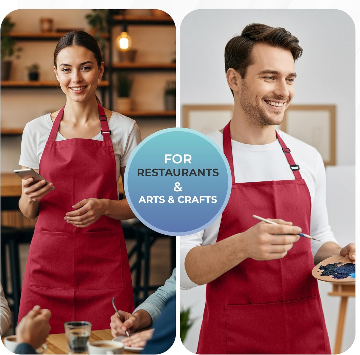 Utopia Kitchen 4 Pack Bib Apron Adjustable with 2 Pockets, Water and Oil Resistant, Cooking Kitchen Chef Apron for Women Men - Image 6