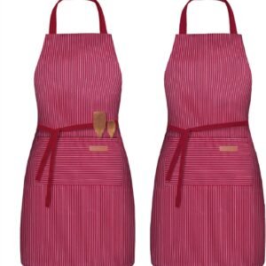 BeLuyi 2 Pack Adjustable Bib Apron with 2 Pockets Chef Cooking Kitchen Restaurant Aprons for Women Men